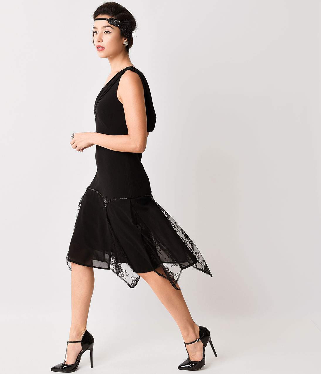 Unique Vintage 1920s Black Hemingway Flapper Dress