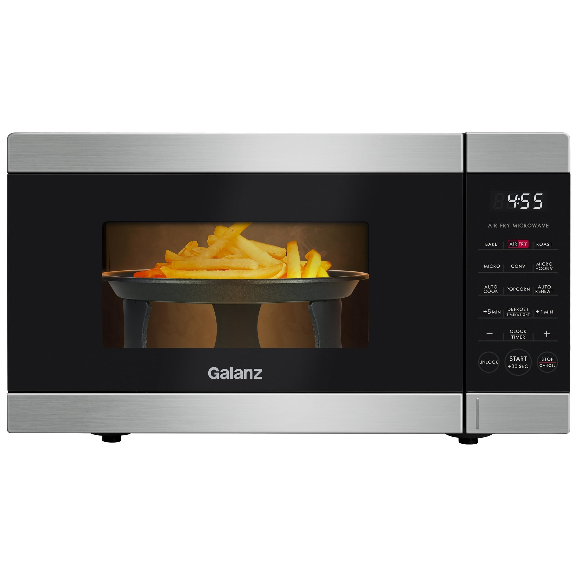 Galanz GSWWD09S1A09B 0.9 Cu ft Air Fry Countertop Microwave, 900 Watts, Stainless Steel, Sliver