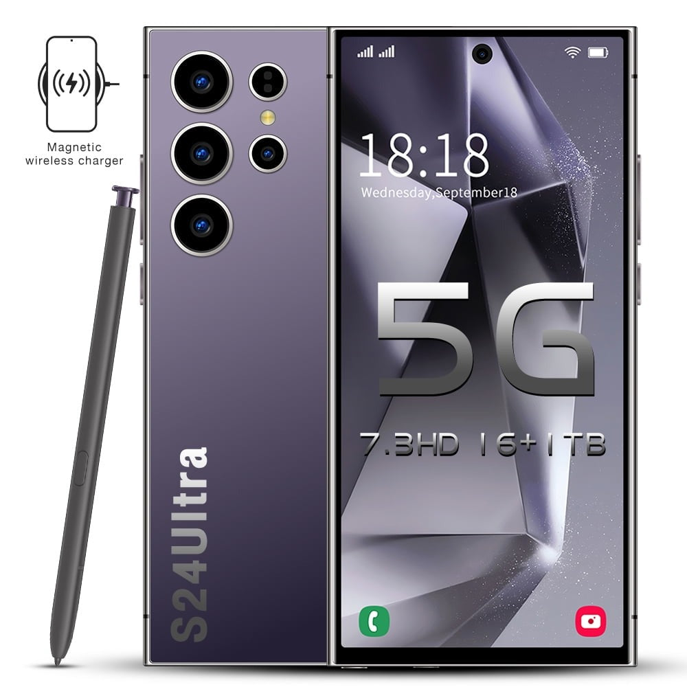 S24 Ultra 7.3-inch HD+ Screen 8000mAh 16GB+1TB Android 14 Type-C Smartphone, Purple