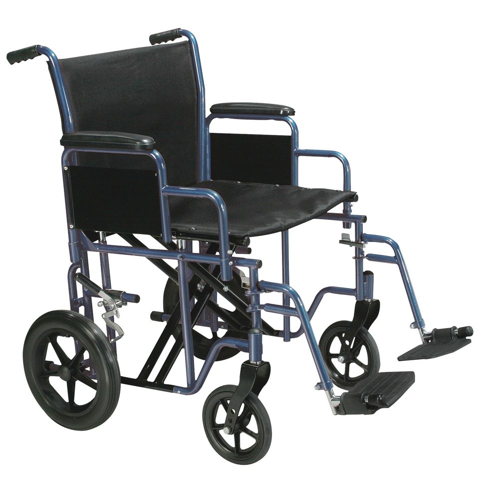 Drive Medical Bariatric Heavy Duty Transport Wheelchair with Swing Away Footrest, 22 Seat, Blue