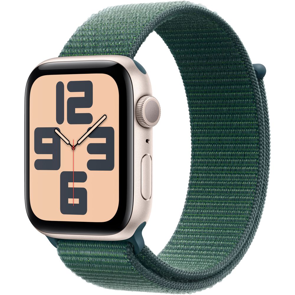 Apple Watch SE 2 44mm Starlight Aluminum - Lake Green Sport Loop MXEW3LL/A