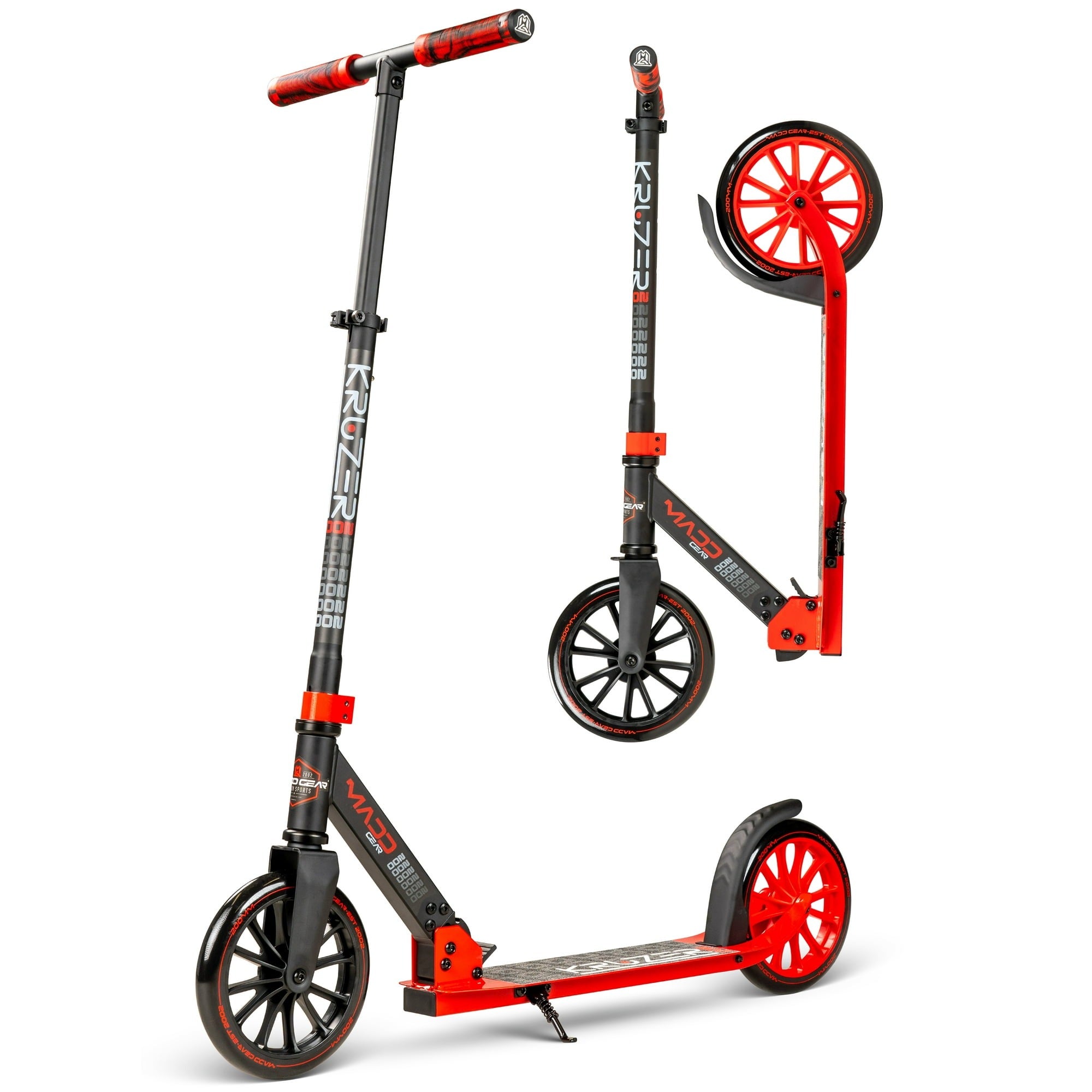 Madd Gear 206-576 Kruzer 200mm Commuter Scooter - Easy Folding - Height Adjustable - Red Black