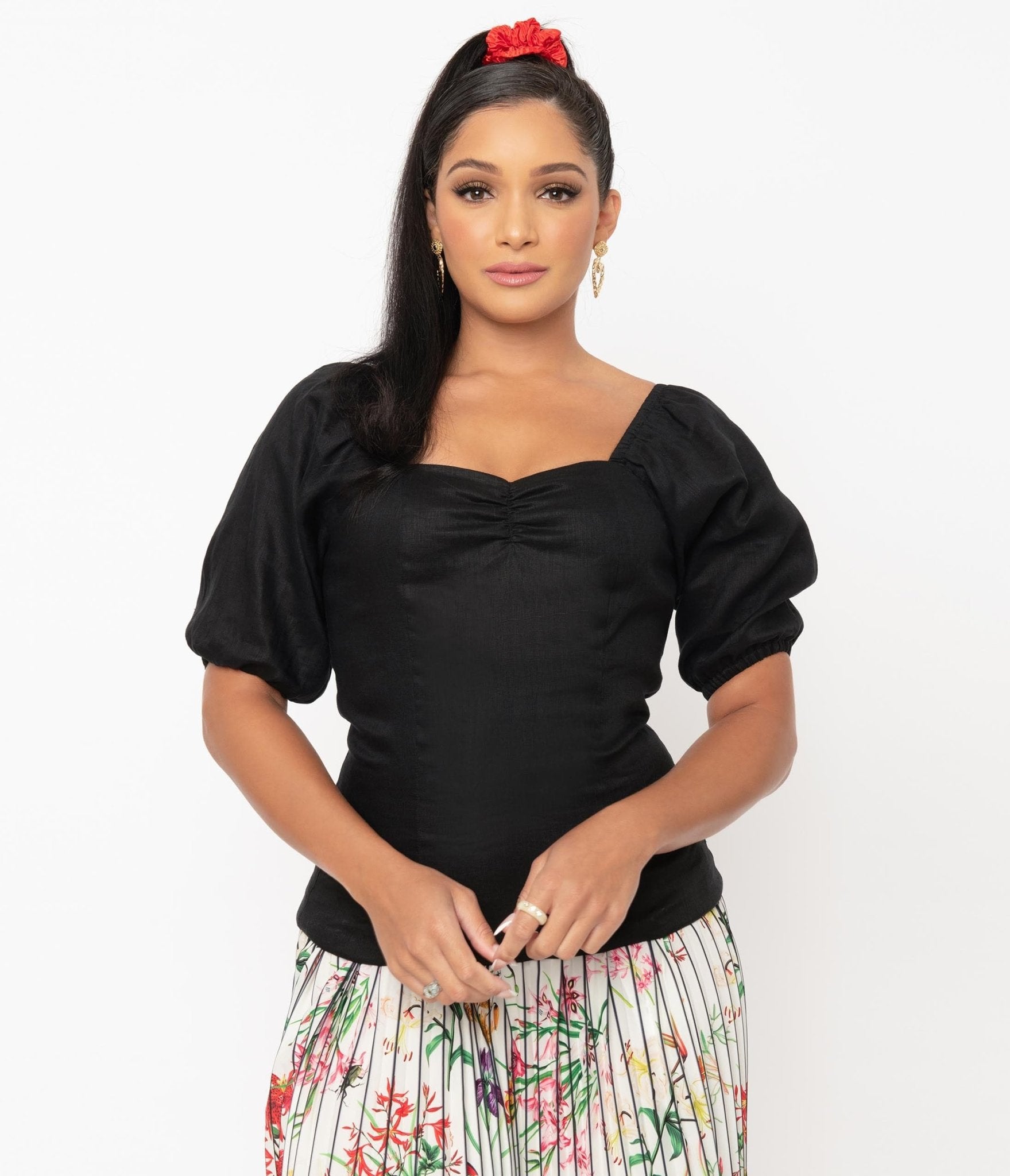 Magnolia Place Black Ruched Top