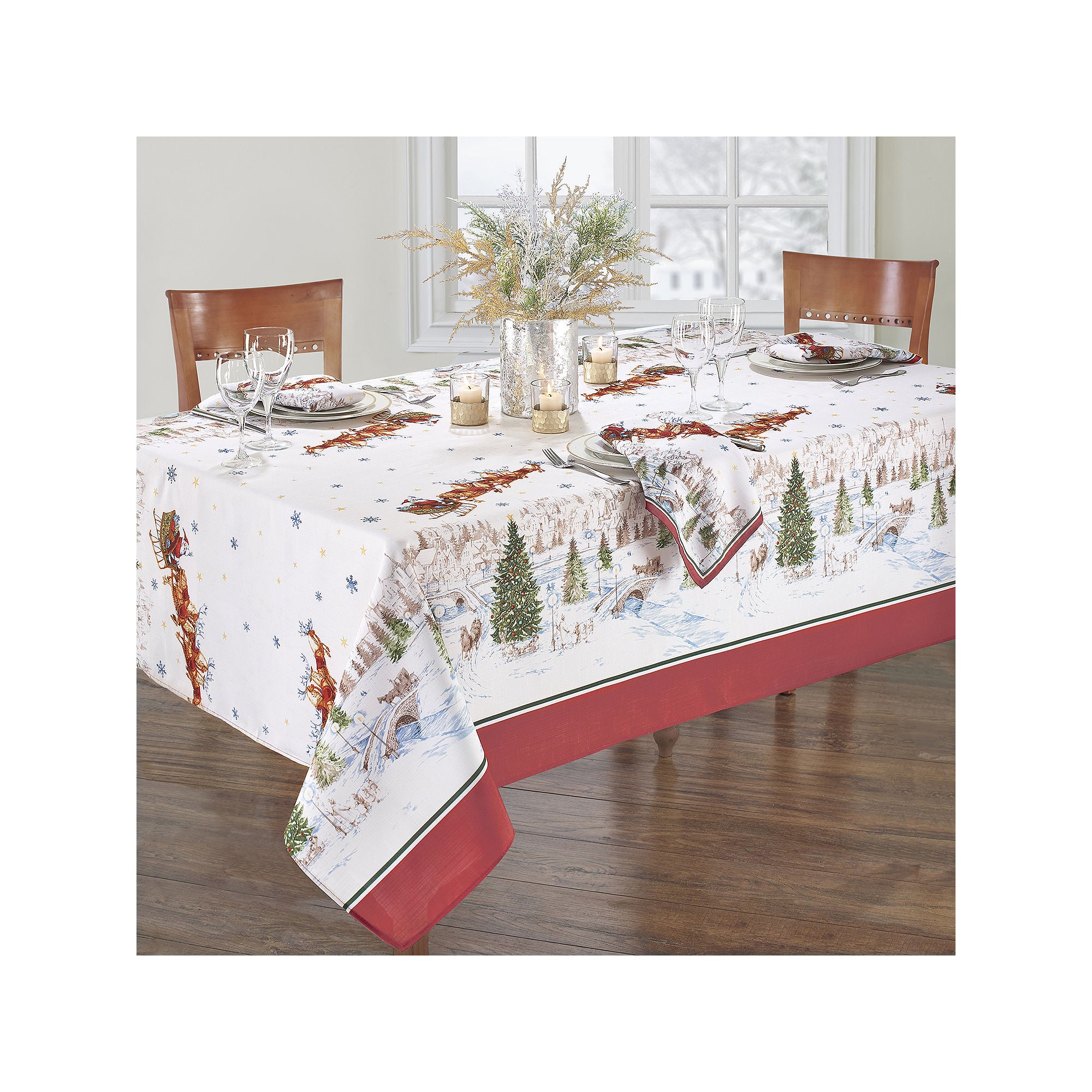 Elrene Home Fashions Snowy Sleighride Tablecloth - MULTI ONE SIZE