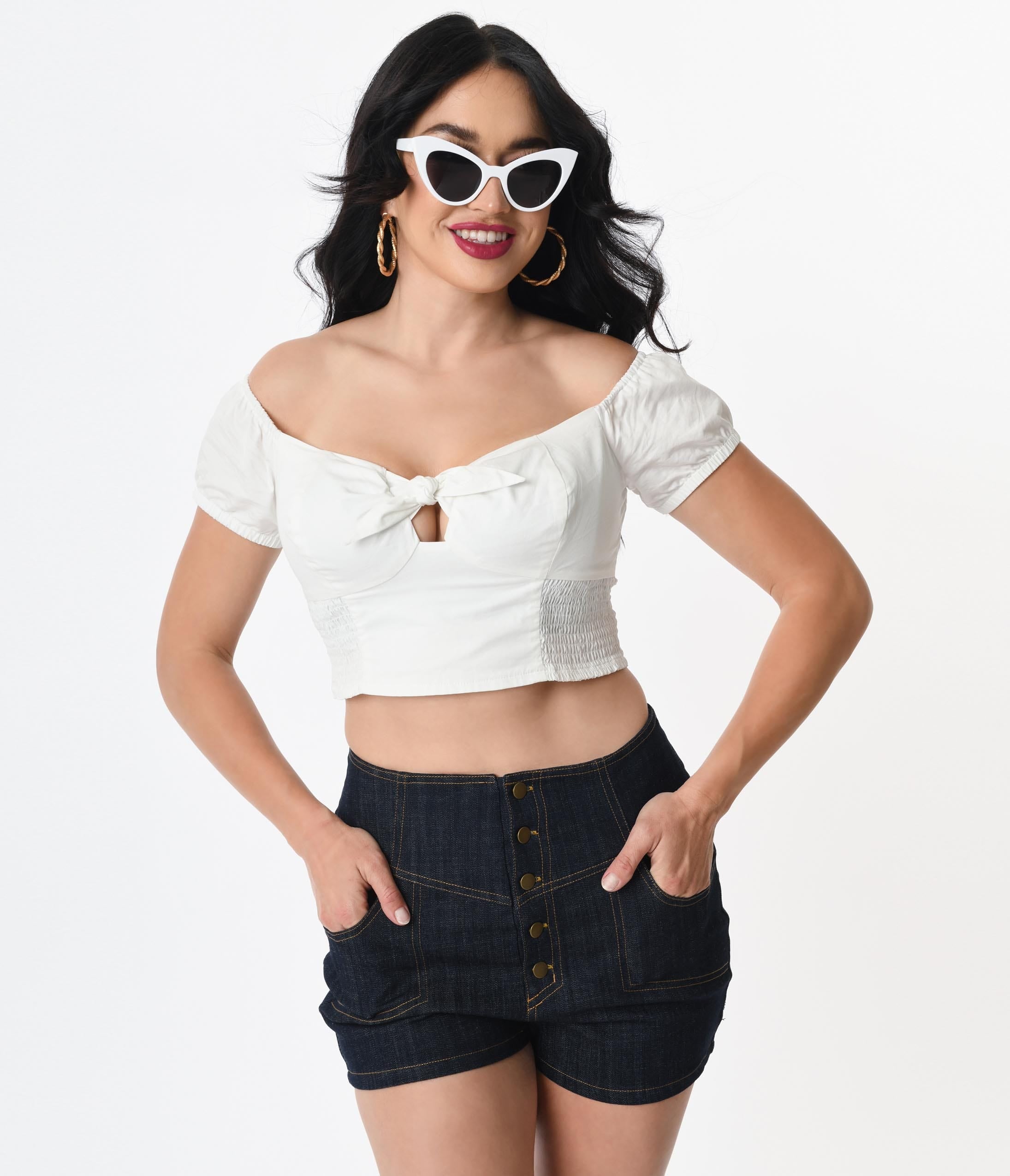 Unique Vintage 1960s White Turner Crop Top