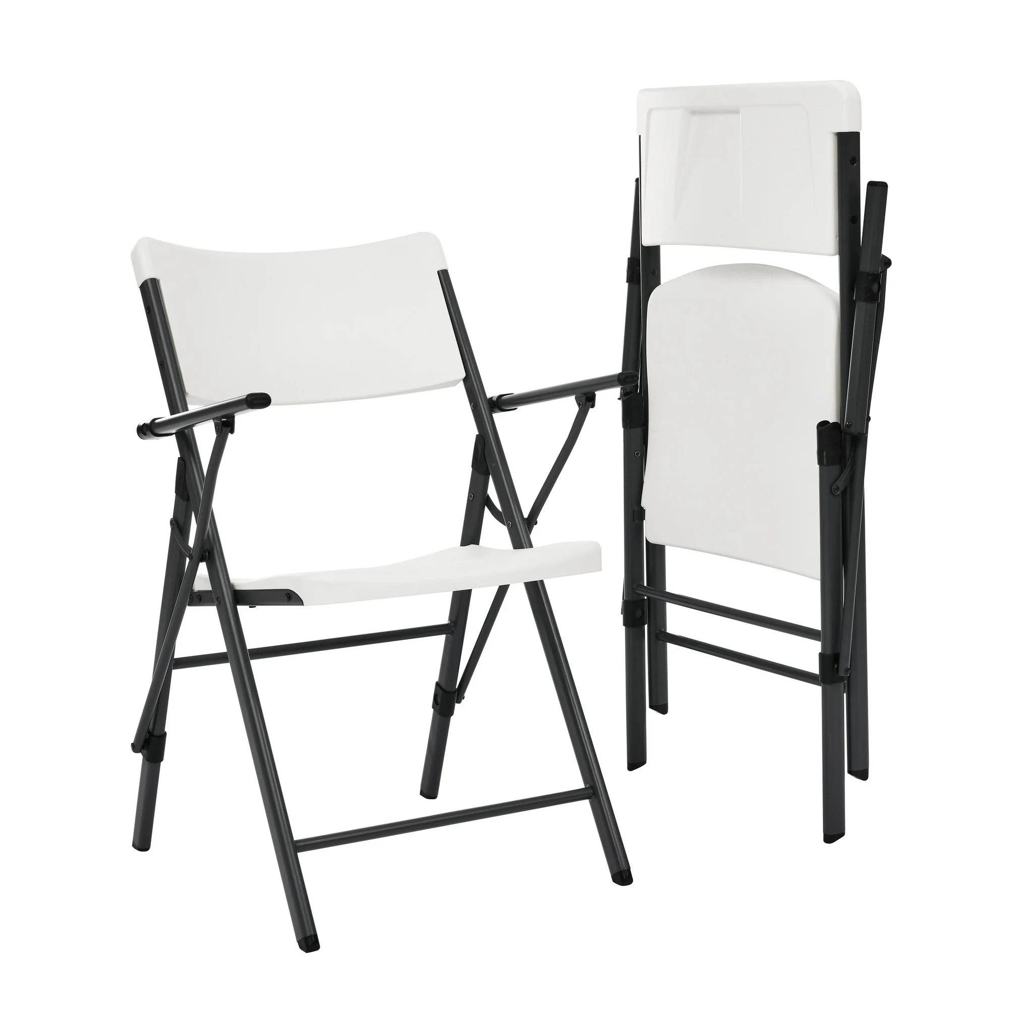 Mainstays MSF436250086021 Commercial Plastic Folding Chair W/Armrests, 2 Pack