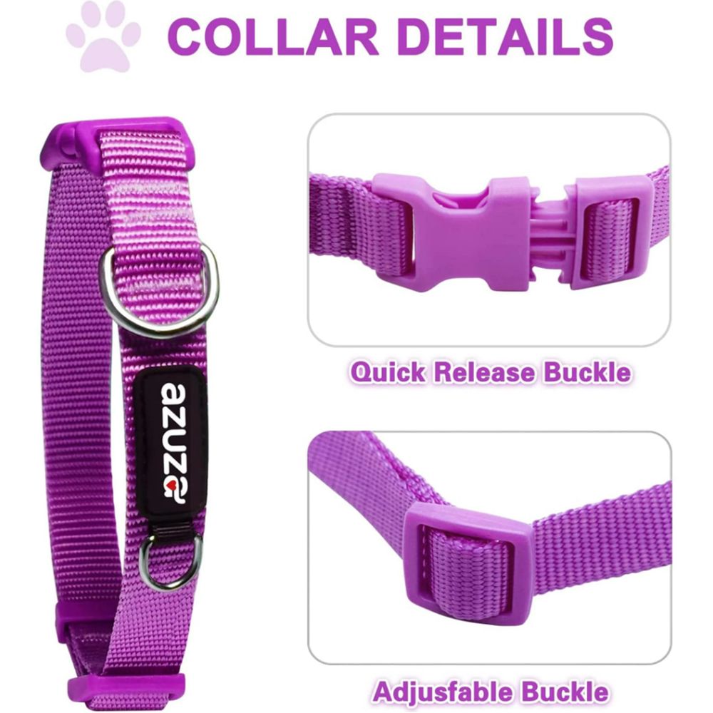 Azuza 3 Pack Dog Collars Soft Comfortable Pink L