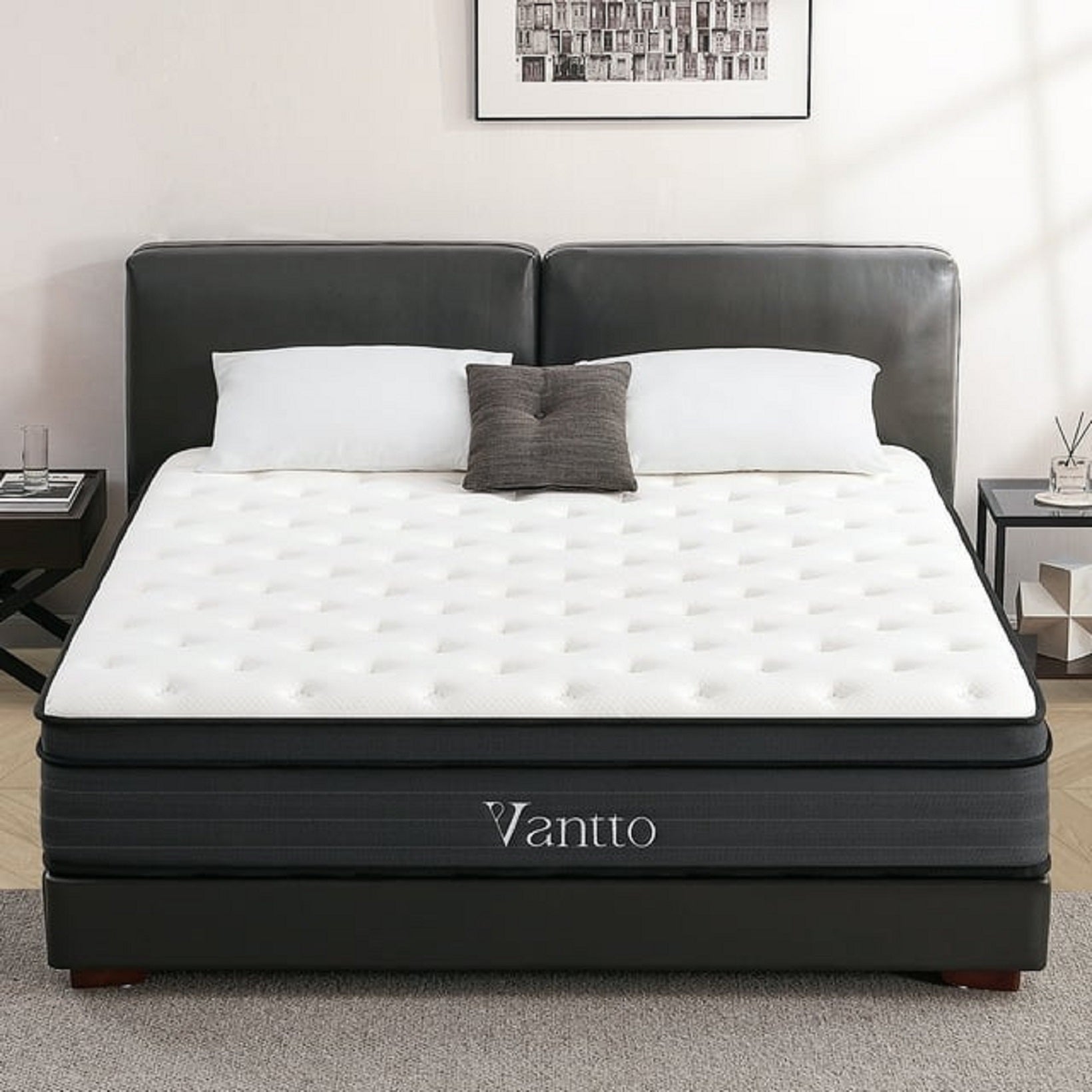 Vantto Vantto-12F-2 Full Mattress 12 Inch Hybrid Mattress in a Box, Full Size Memory Foam Mattress with Pocket Springs