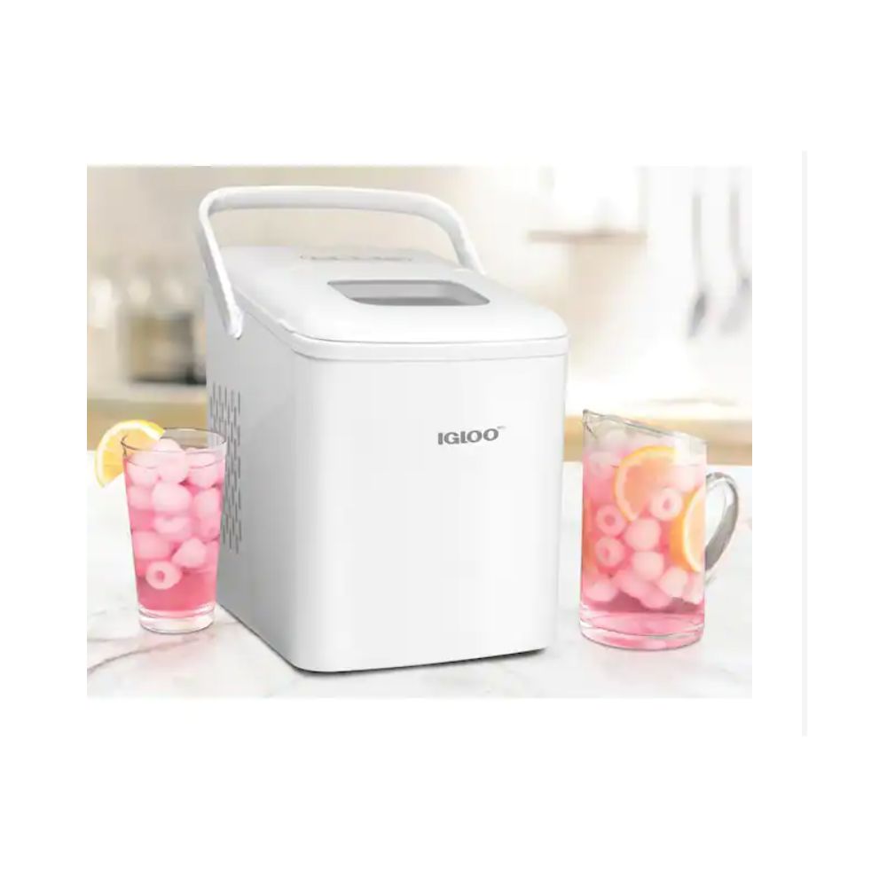 Igloo IGLICEB26HNWH 26 lbs. Self Cleaning Ice Maker with Carrying Handle, White