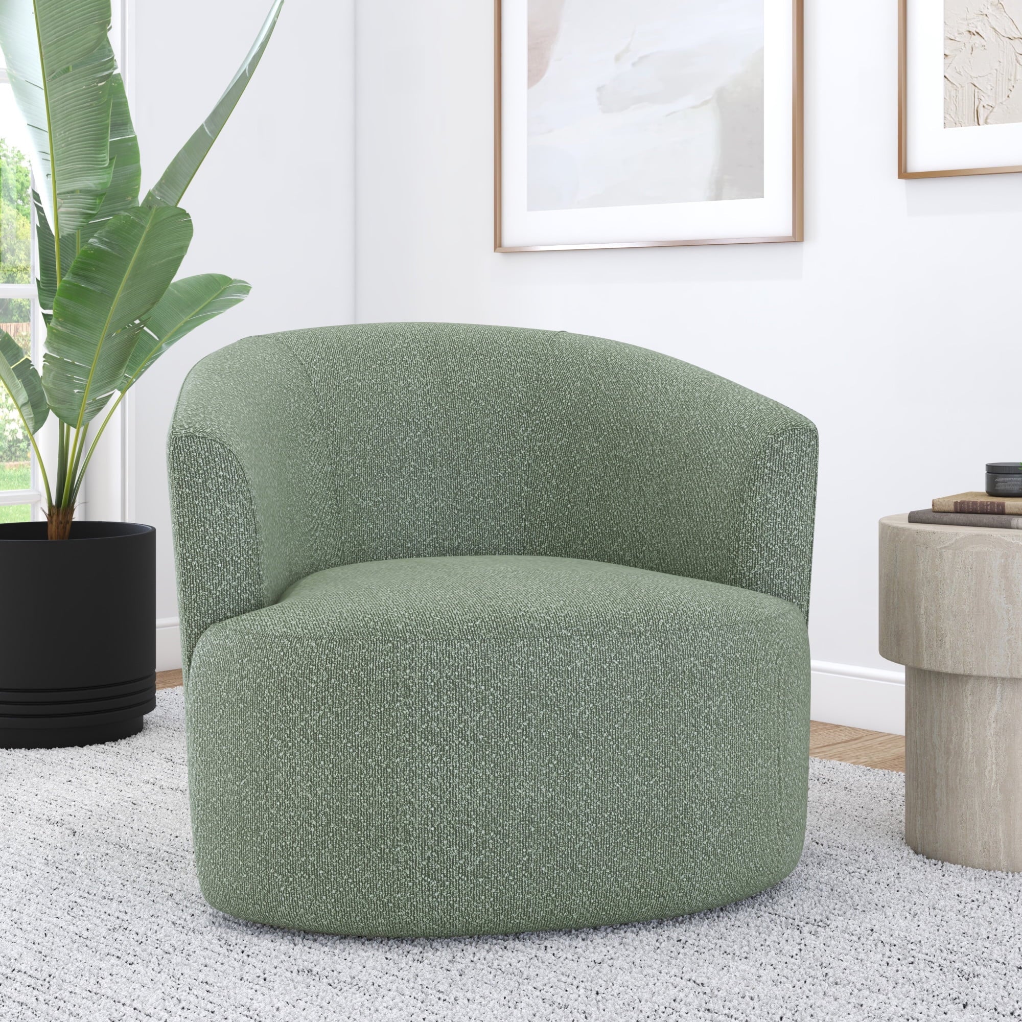 Mainstays Boucle Swivel Chair, Olive