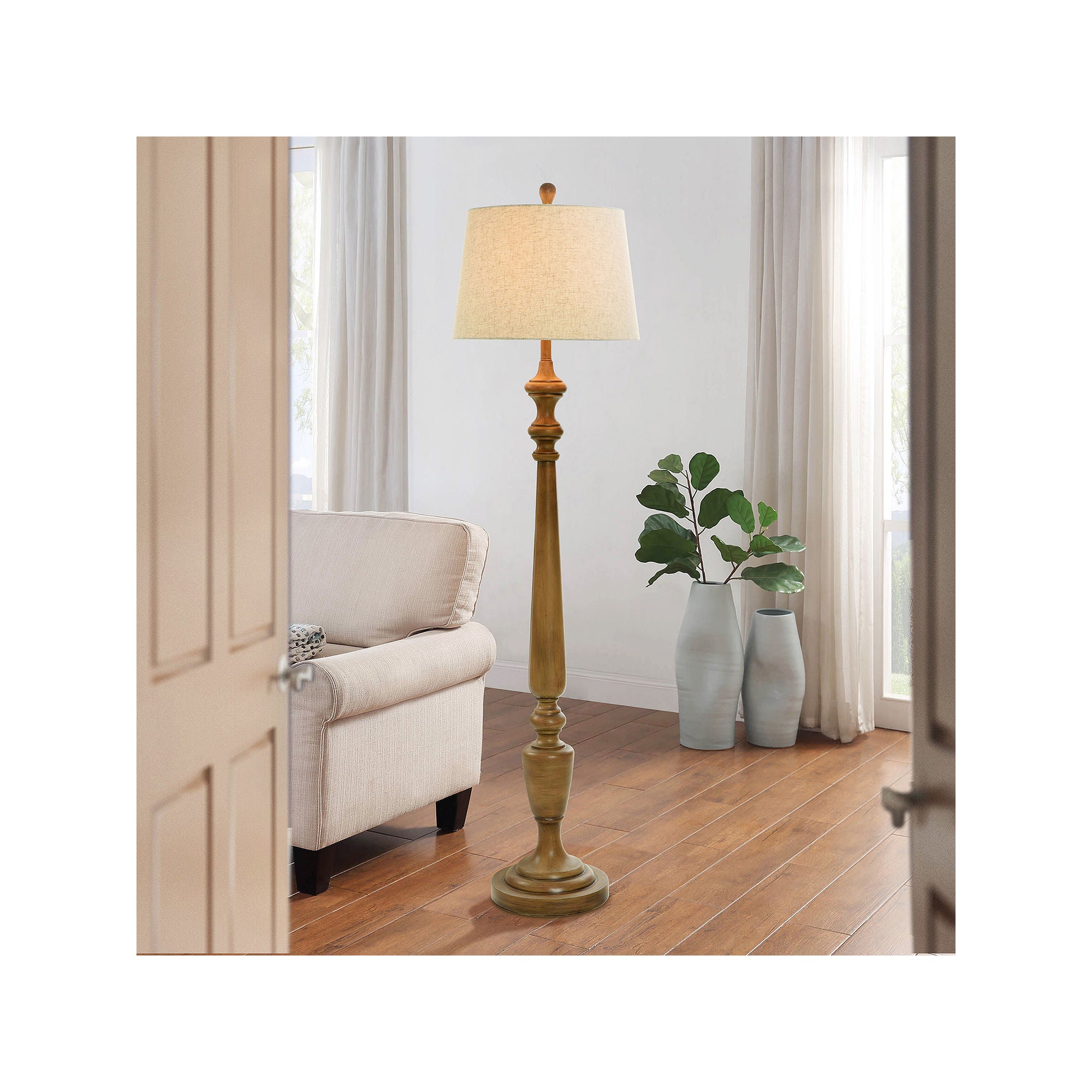 Collective Design By Stylecraft Classic Wood Tone Floor Lamp TL73967JCDS - MEDIUM WOOD TONE ONE SIZE