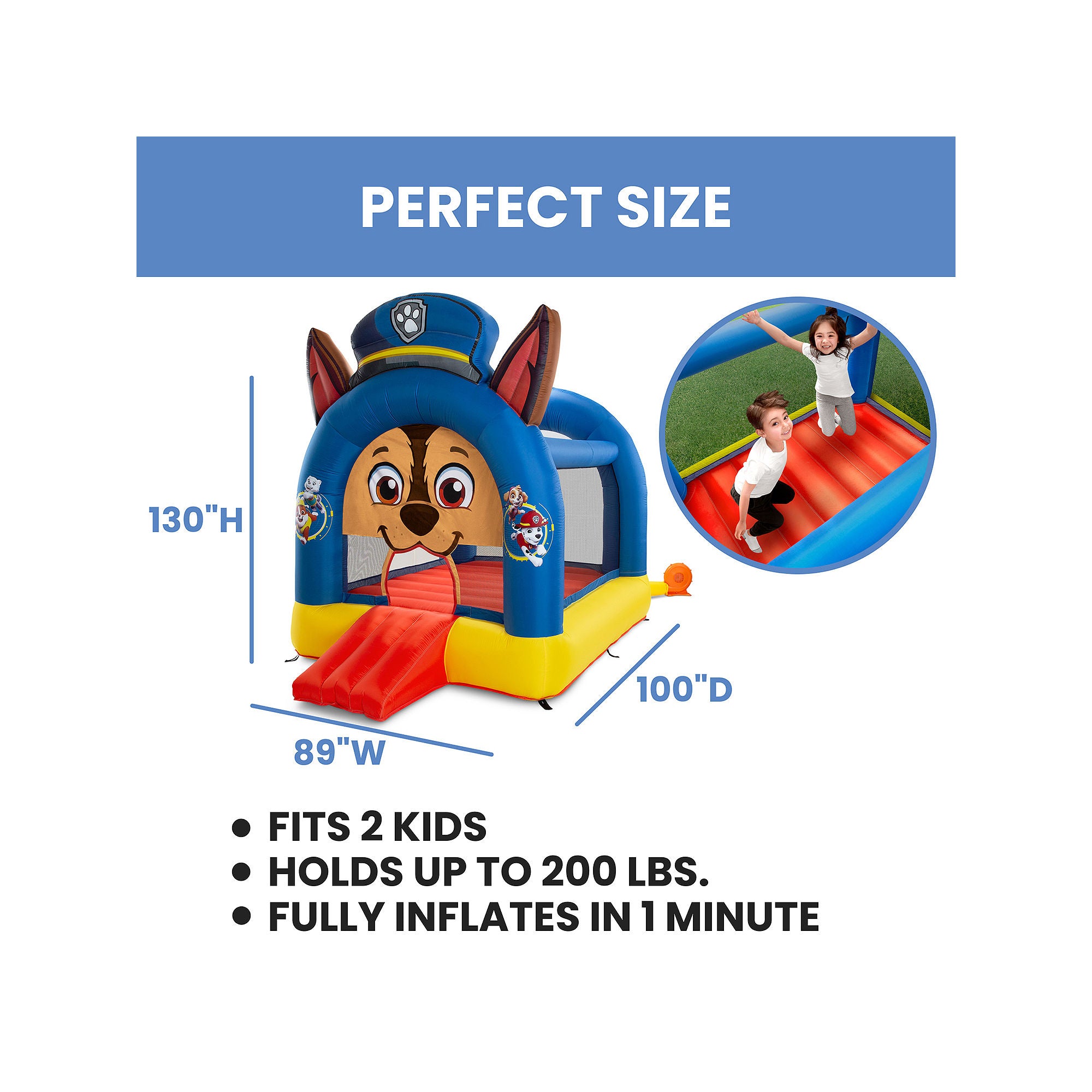 Nick Jr. BH86534PW-1121 PAW Patrol Inflatable Bounce House for Kids