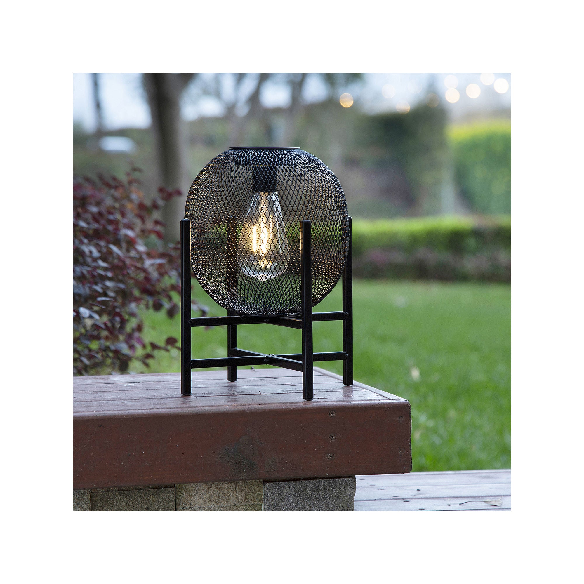 Glitzhome 11.5 Solar Powered Outdoor Lantern - BLACK ONE SIZE