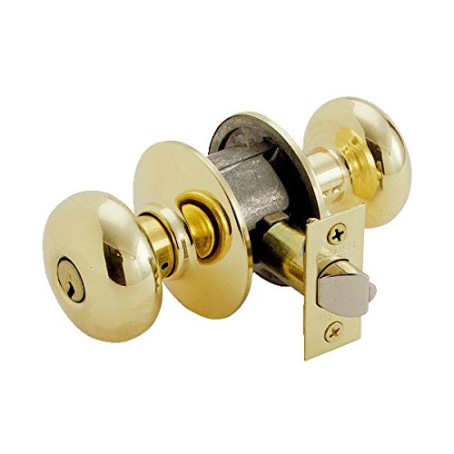 Schlage F51A PLY 605 Plymouth Keyed Entry Knob, Bright Brass