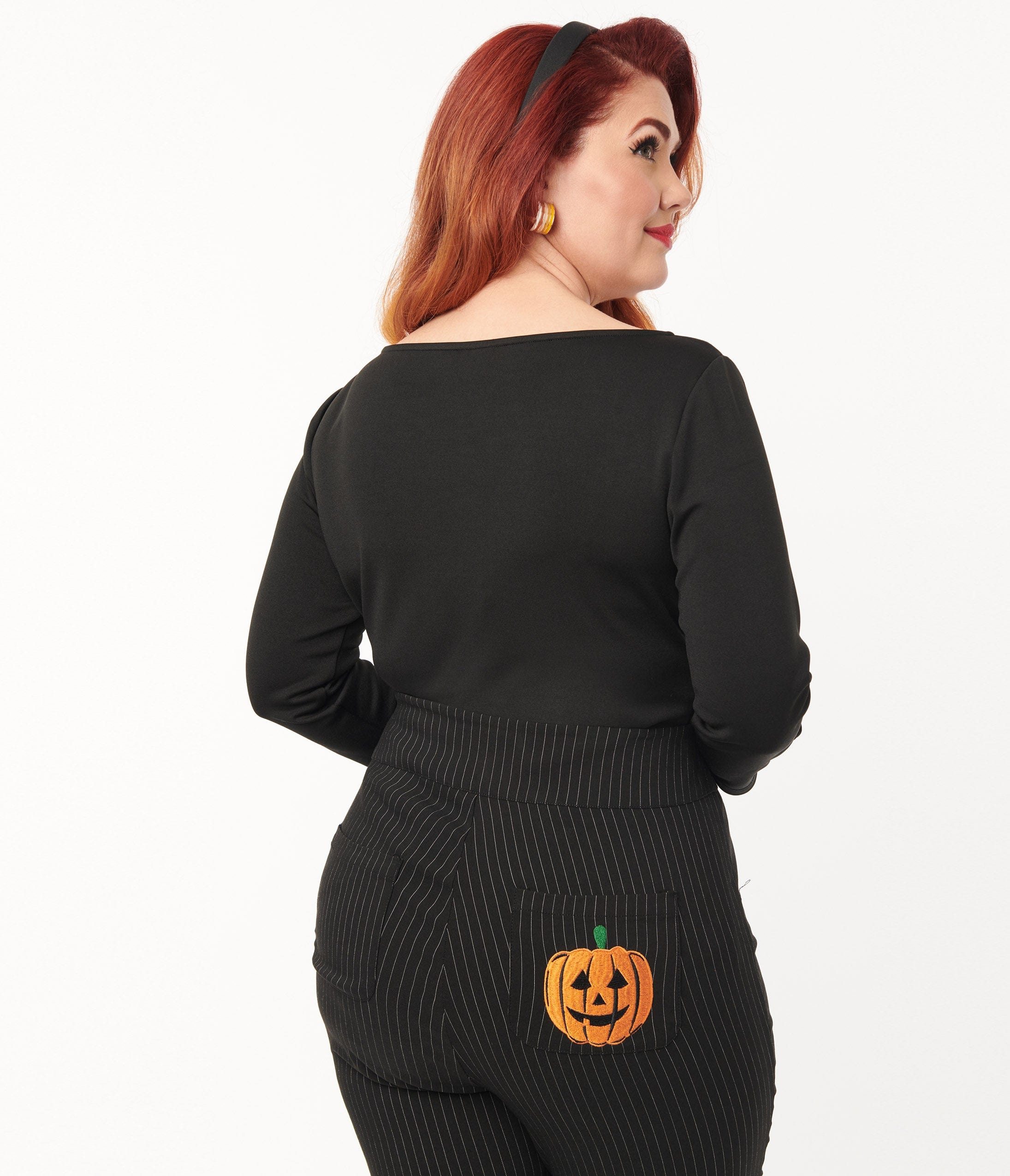 Unique Vintage Black Candy Corn Boo Embroidered Gracie Top