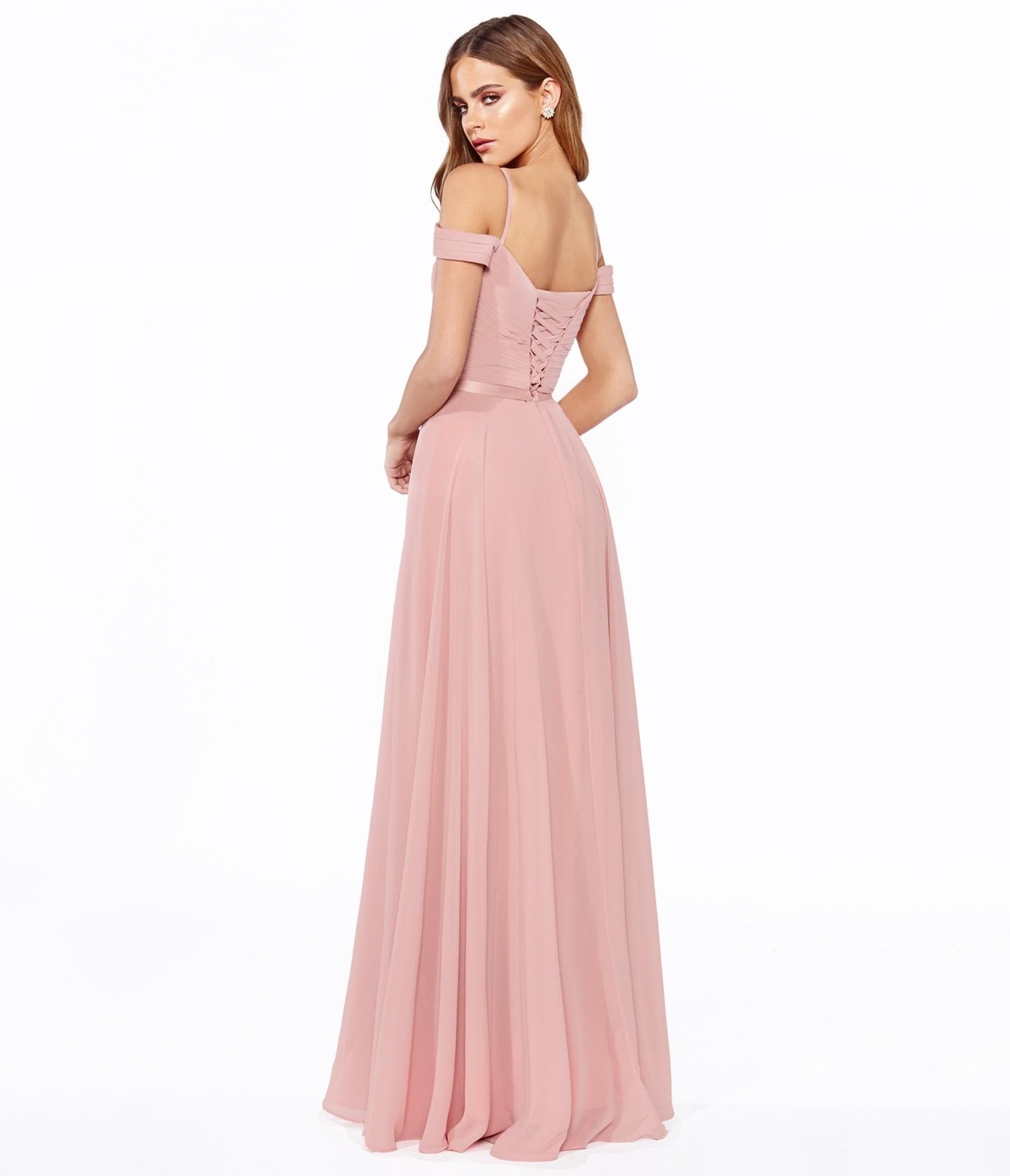 Ladivine by Cinderella Divine Dusty Rose Chiffon Prom Gown