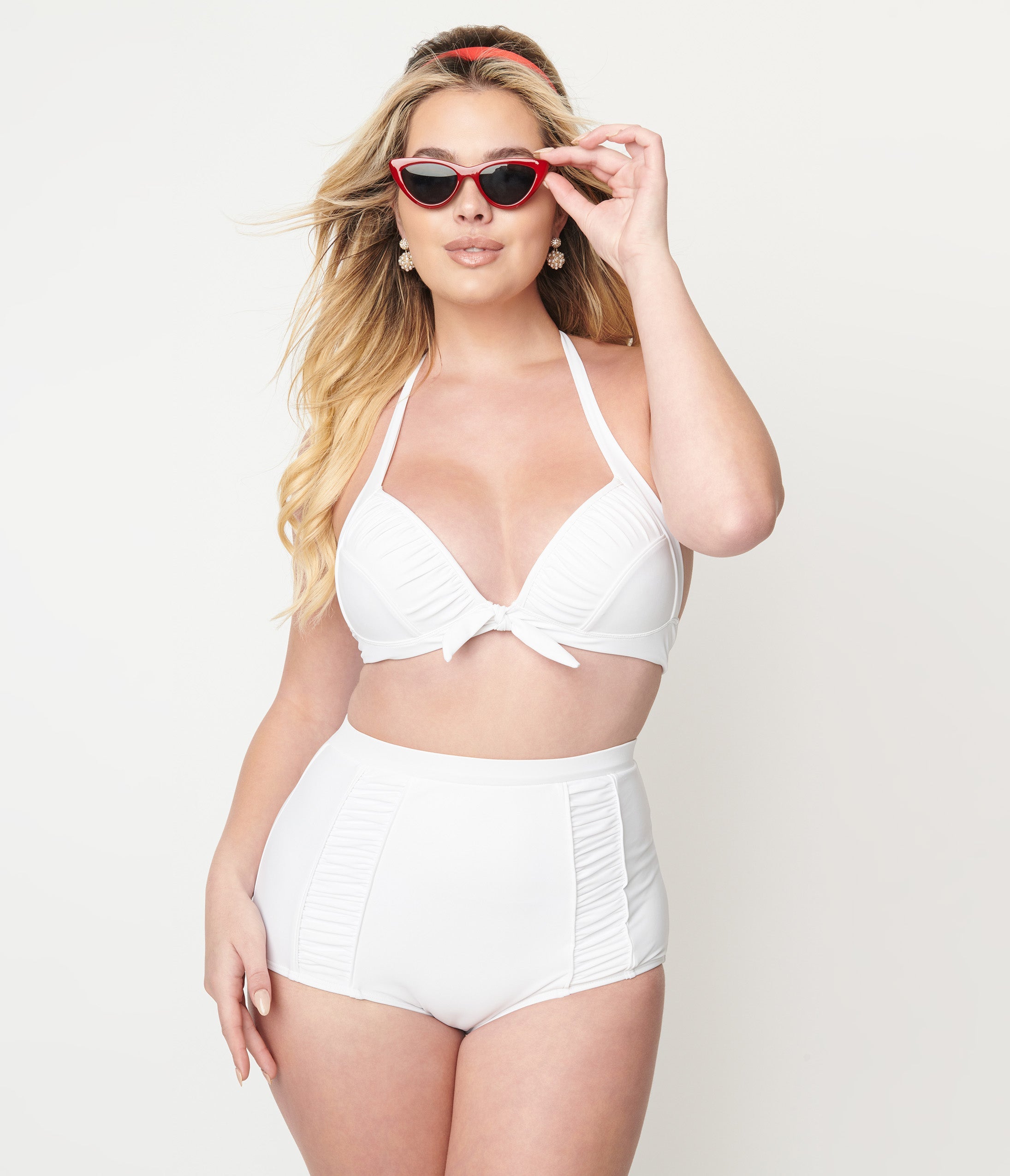 Unique Vintage White Halter Swim Top