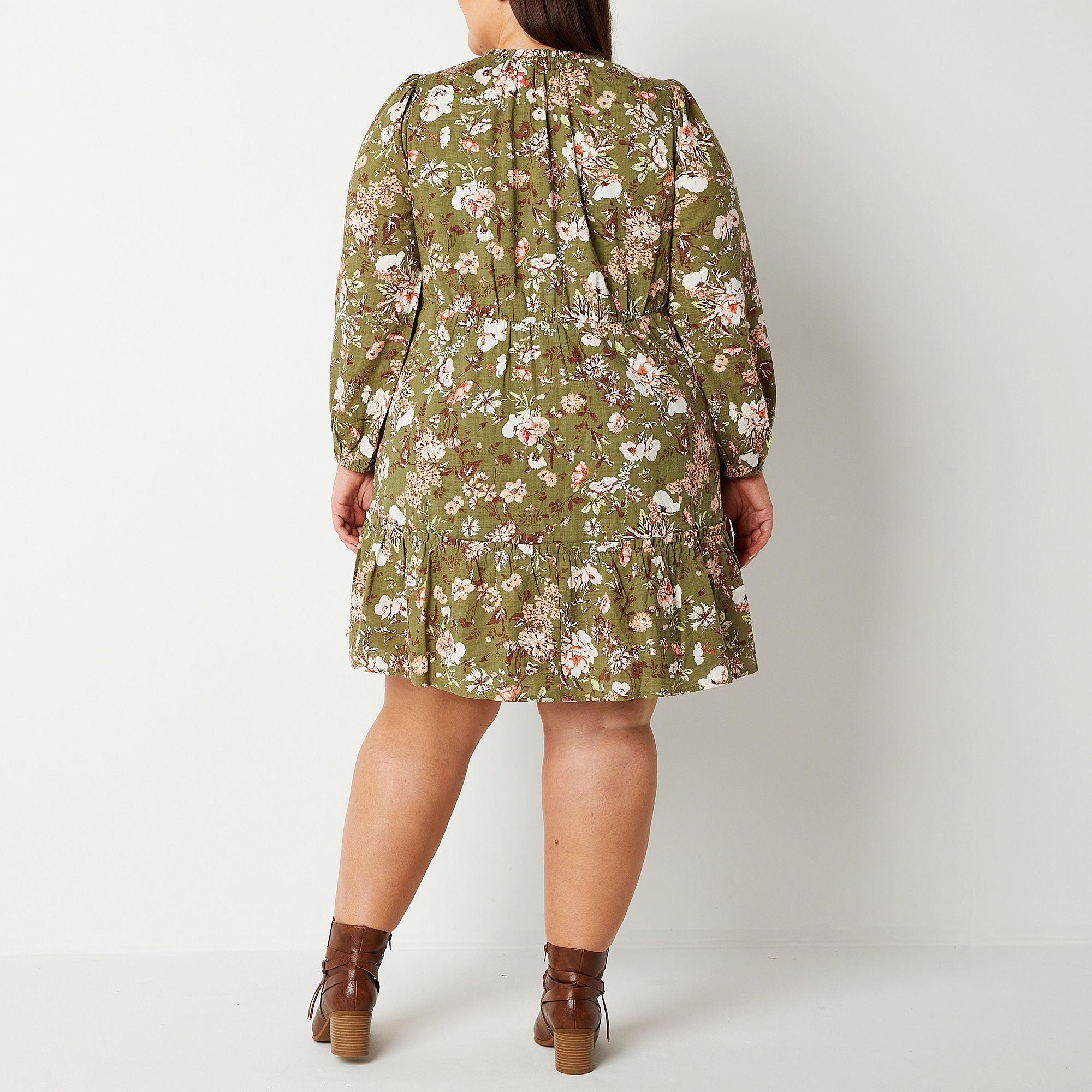 Frye And Co . Long Sleeve Shirt Dress - MOSS GARDEN 2X