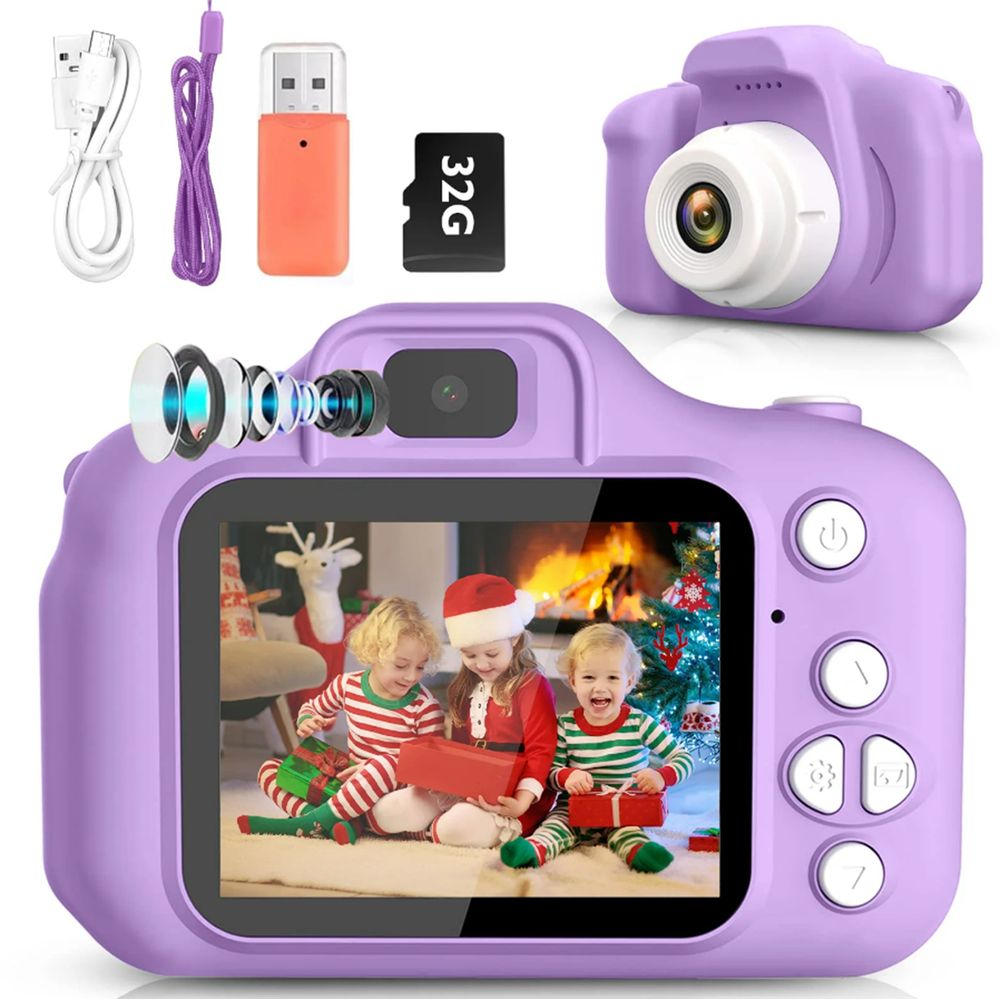 Sanmadrola Kids 2.07MP Camera With 32GB SD Card, Purple