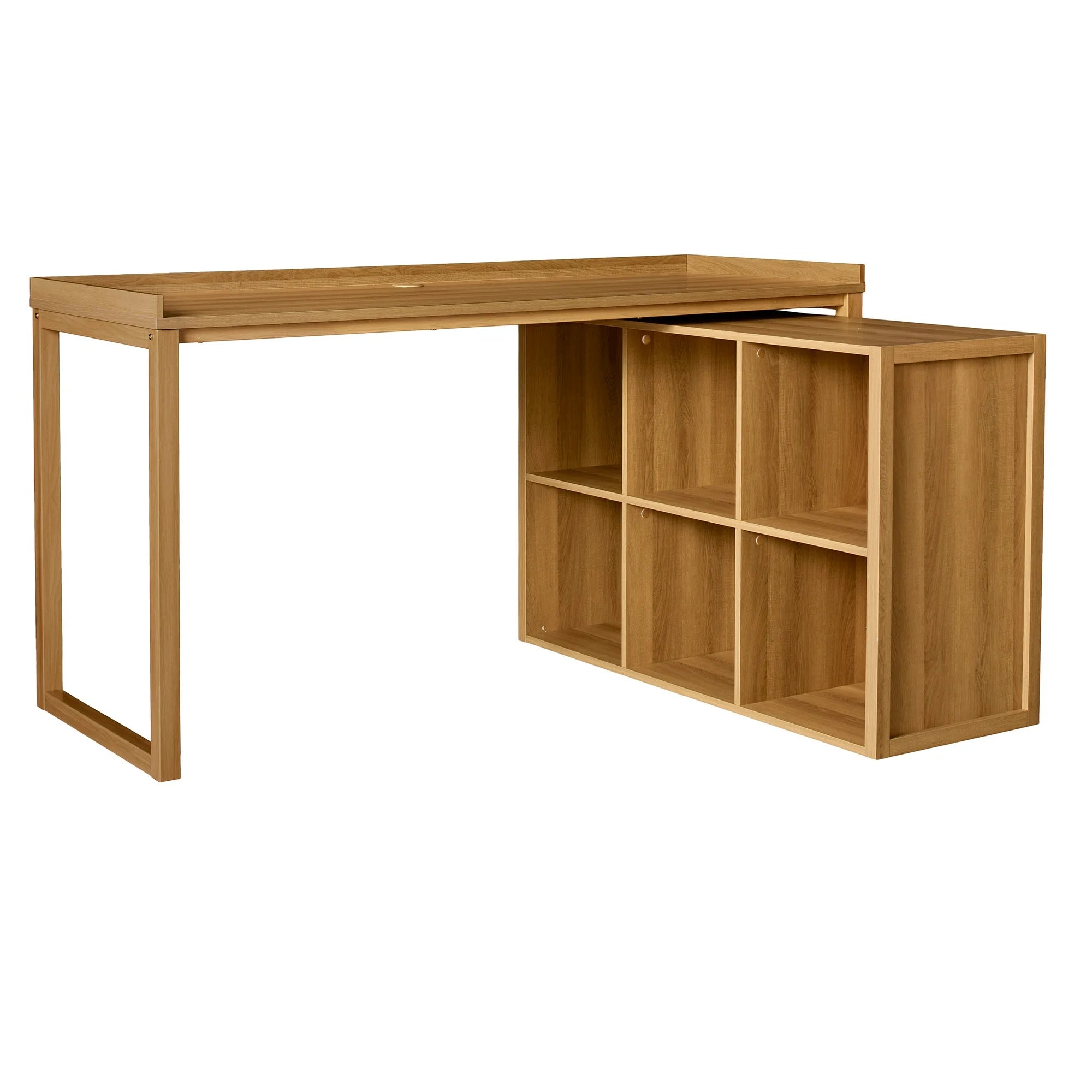 Better Homes & Gardens BH5436118664004 Ezra Modular L Desk with 6-Cube Storage, Light Honey Finish