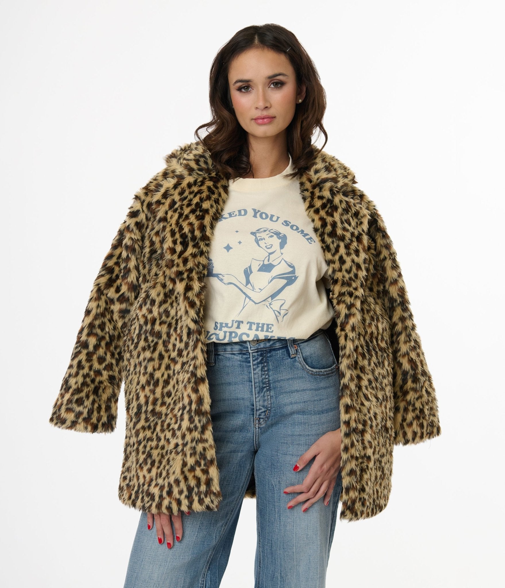 Faux Fur Leopard Print Jacket