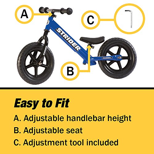 Strider - 12 Classic Balance Bike, Ages 18 Months to 3 Years, Blue