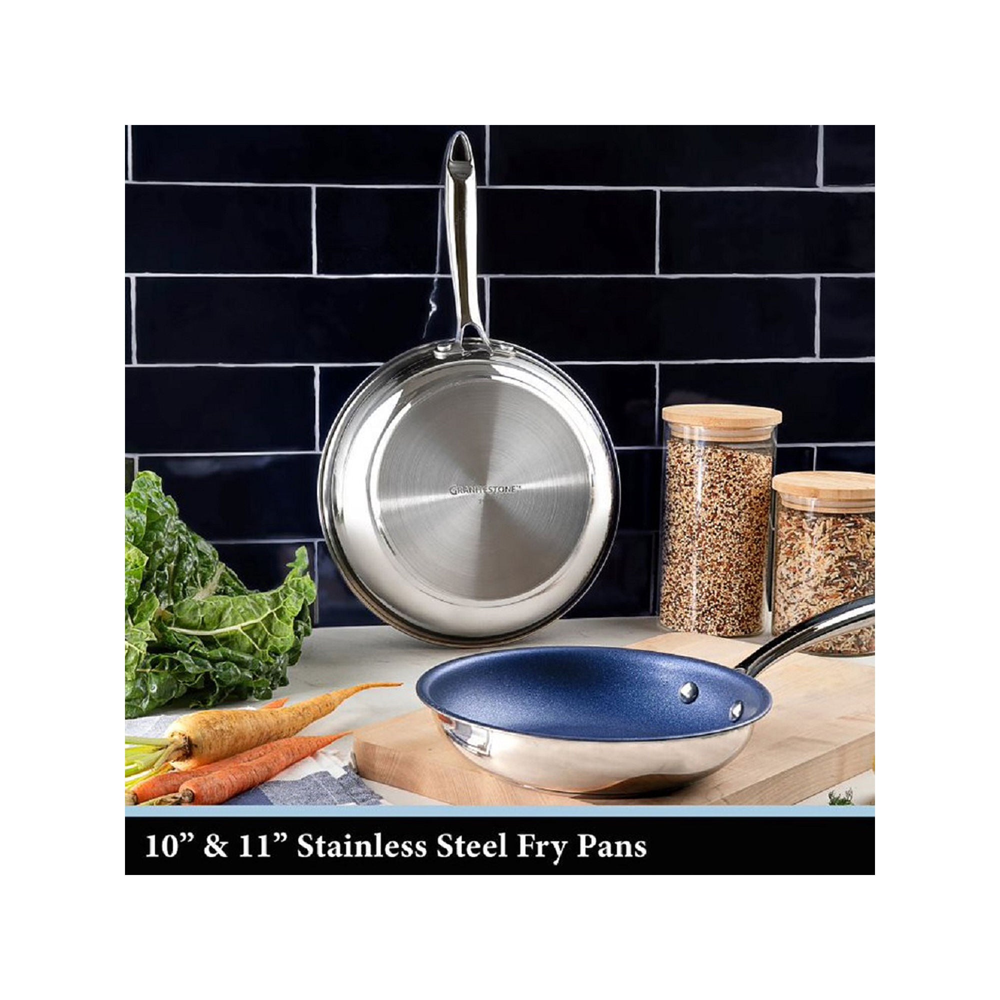 Granitestone Stainless Steel Blue 2-Pc Nonstick Frying Pan Set - BLUE ONE SIZE