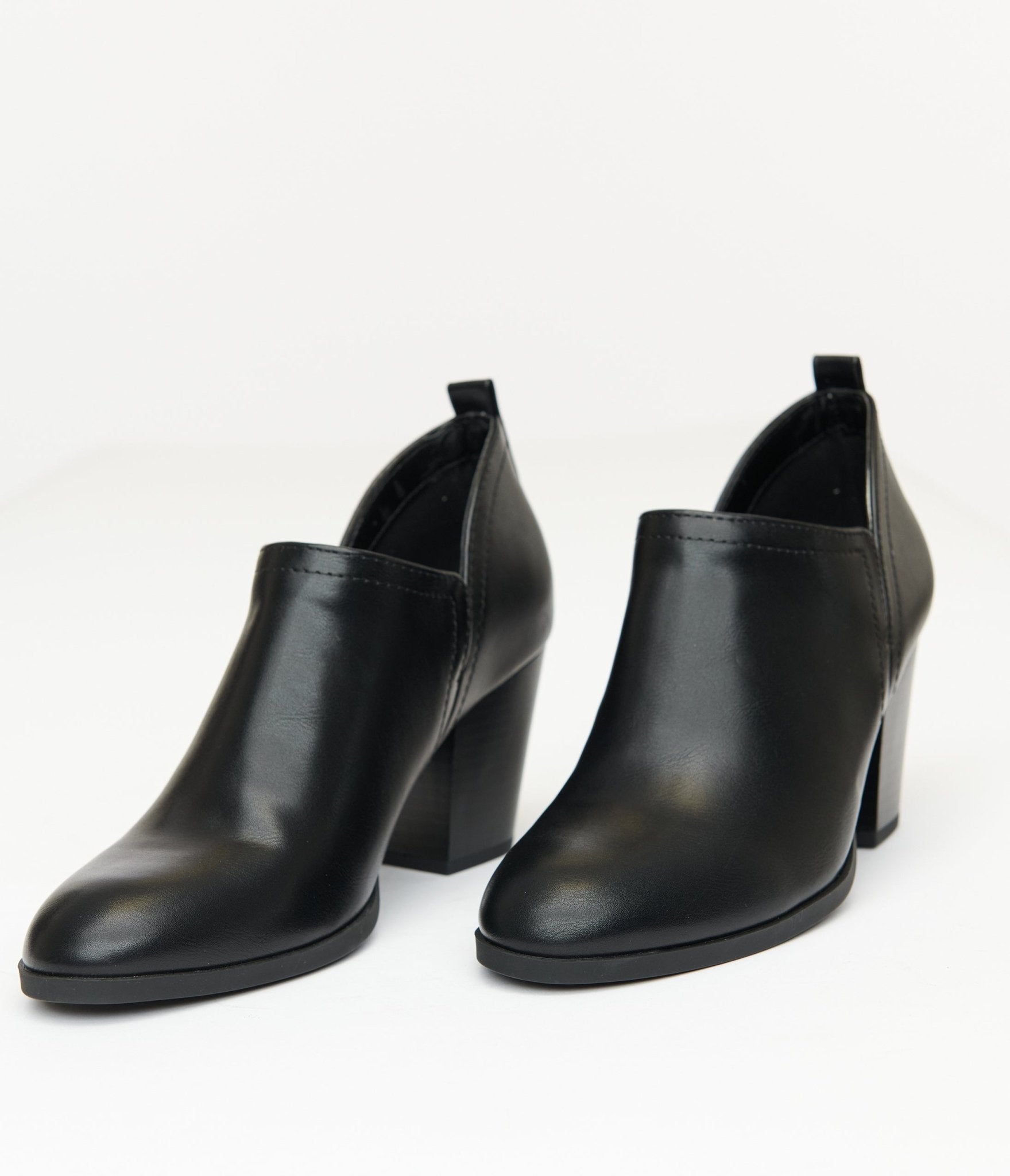 1970s Black Leatherette Ankle Booties