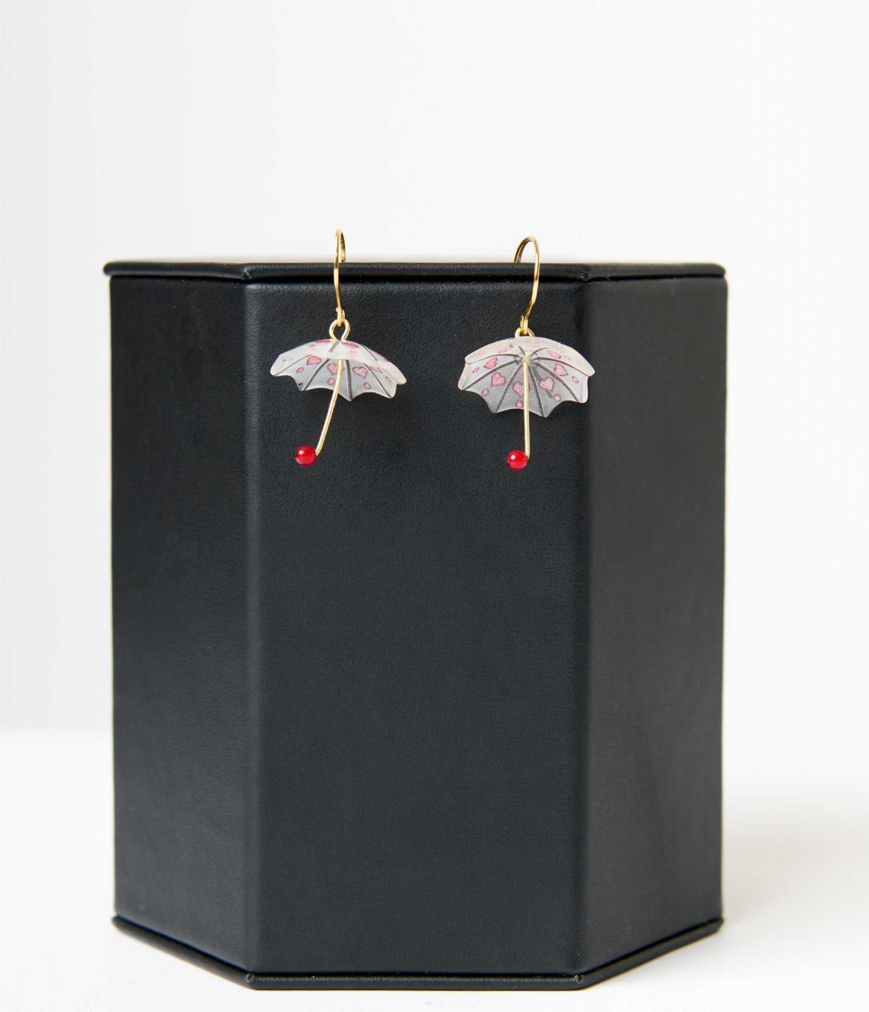 Red Hearts Umbrella Drop Earrings