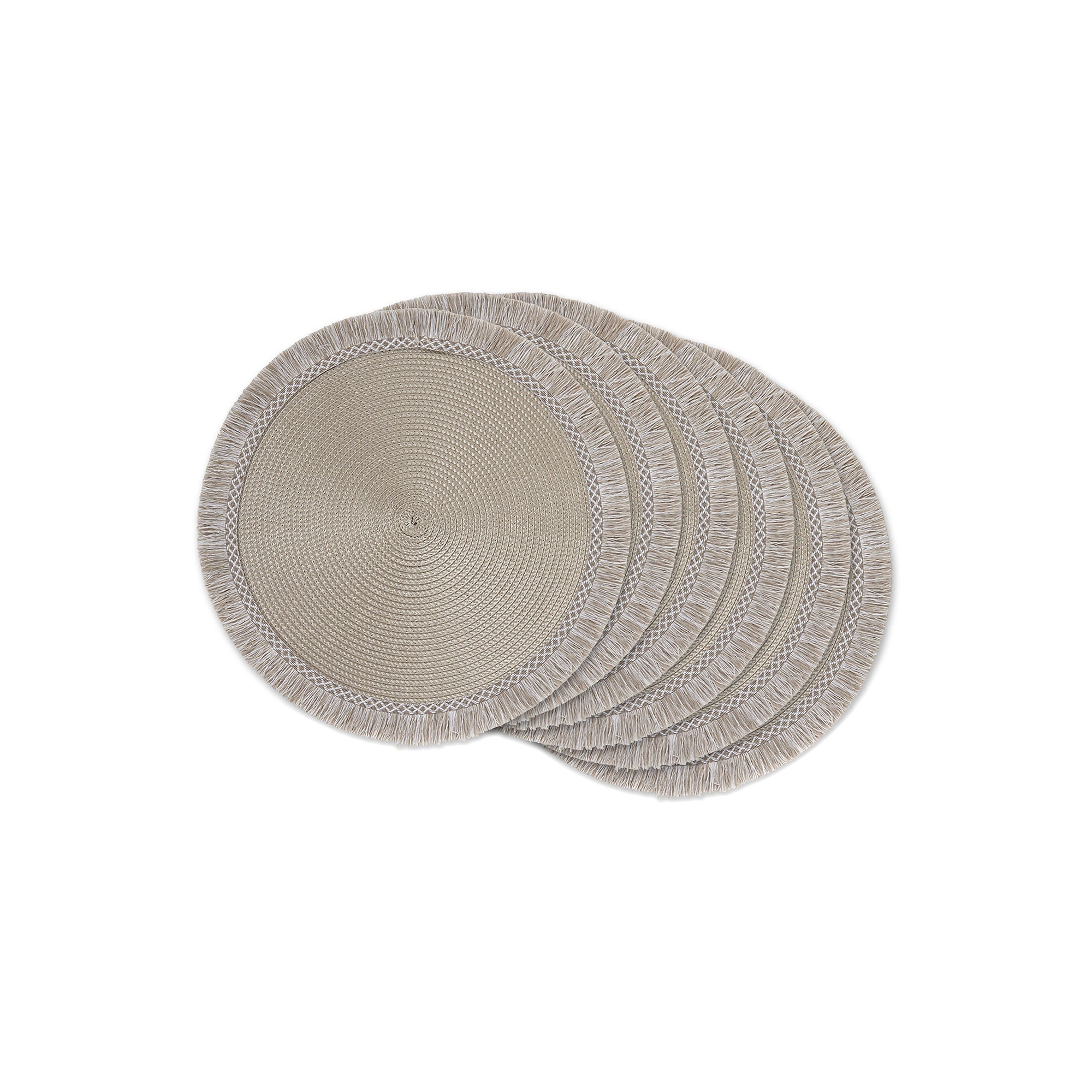 Design Imports Stone Round Fringed 6-Pc. Placemats - STONE ONE SIZE