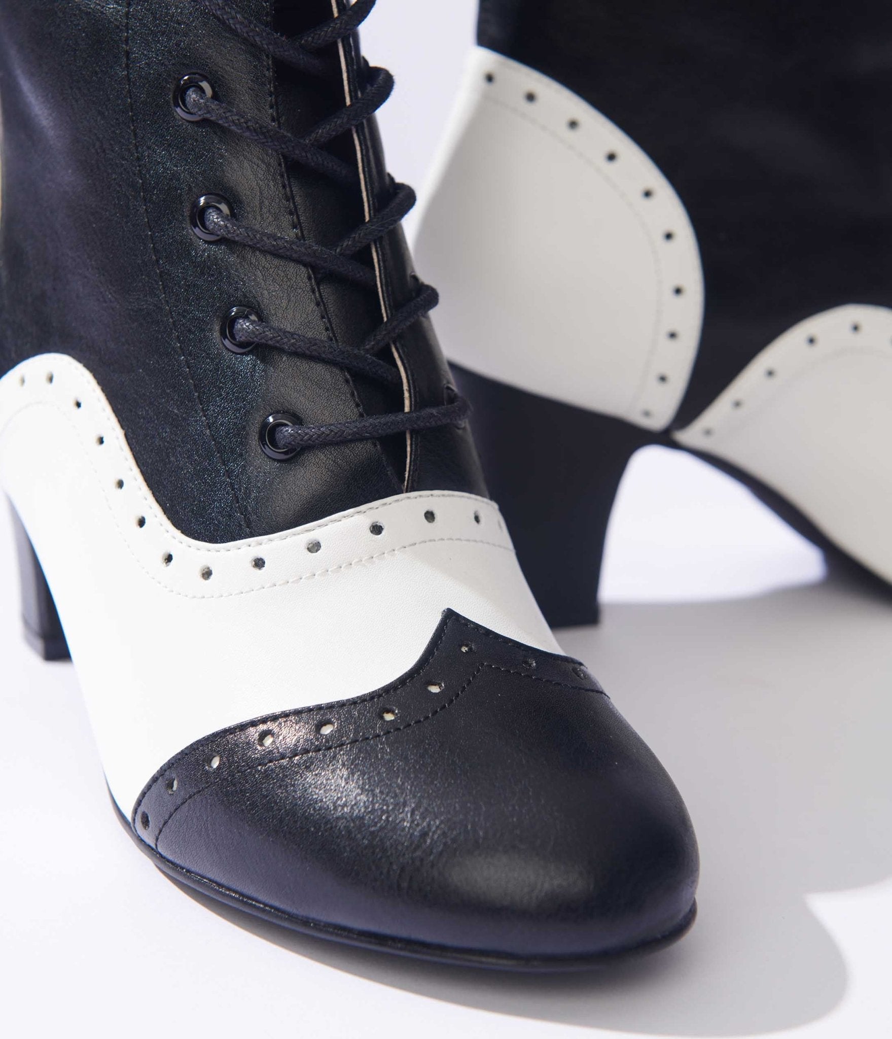 Unique Vintage Black & White Victorian Boots