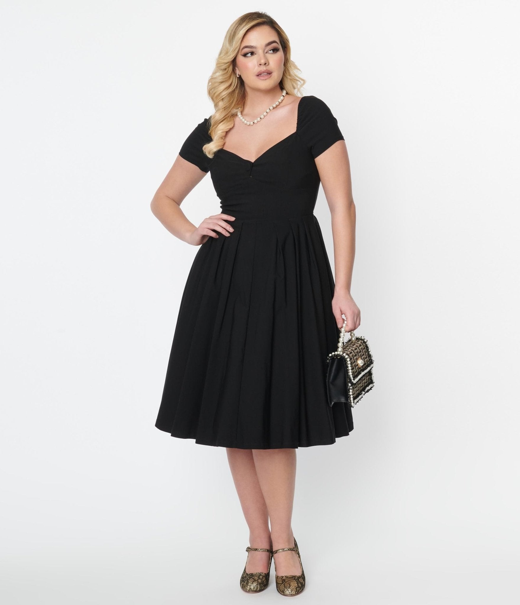 Unique Vintage Black Sweetheart Midge Swing Dress