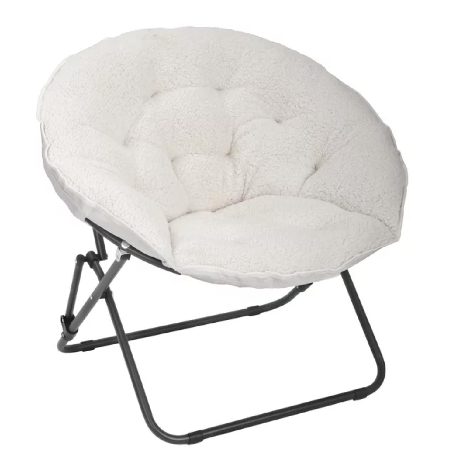 Mainstays AC5726G Saucer Chair for Kids and Teens, White Faux Shearling