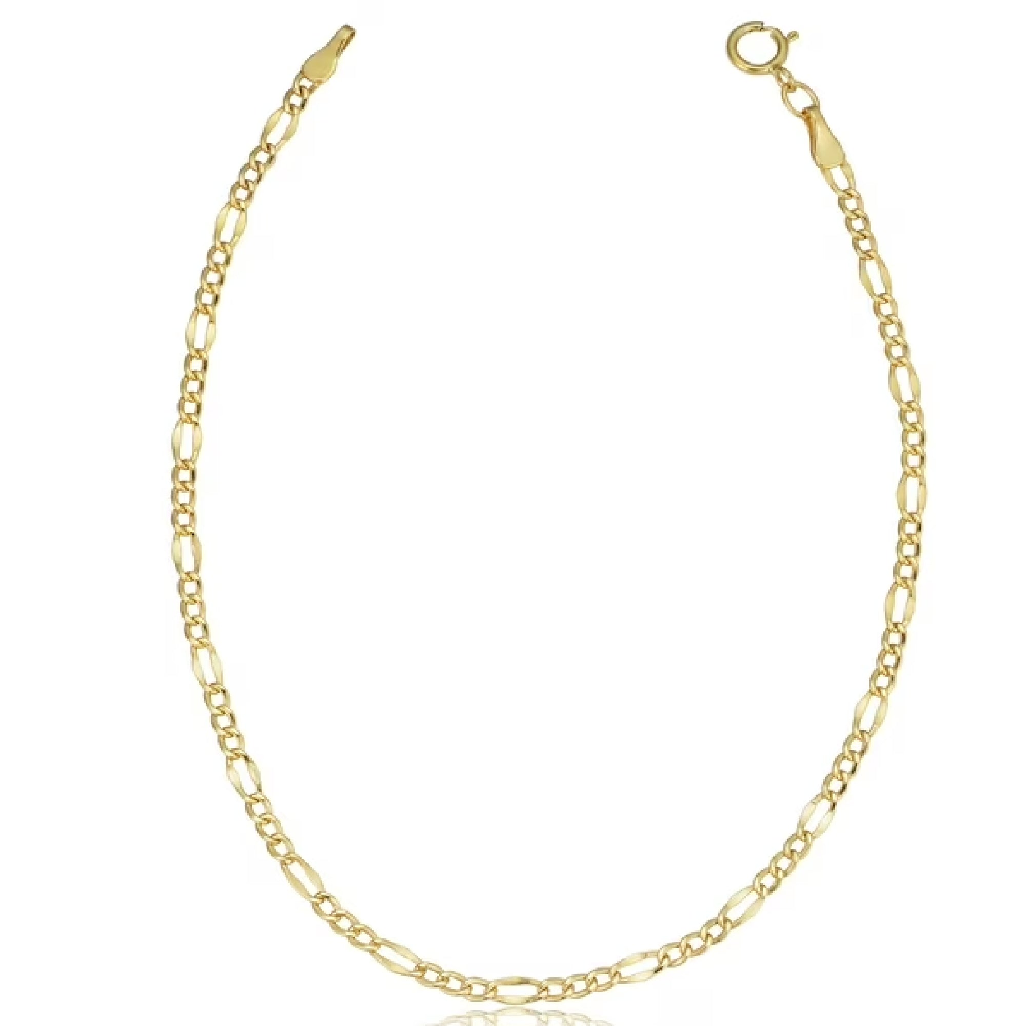 Fremada 10KHFCE050-7.5 10k Yellow Gold Figaro Link Bracelet (2.3 mm, 7.5 inch)