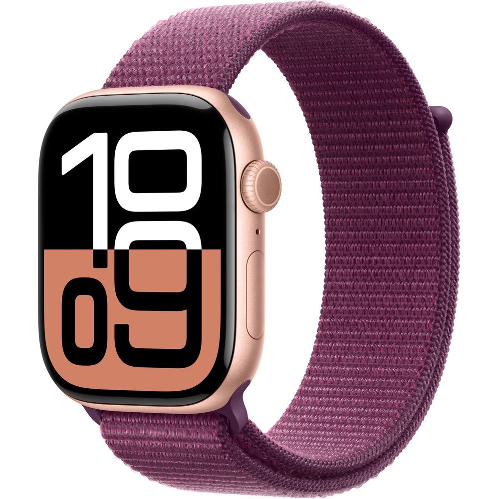 Apple Watch Gen 10 Series 10 46mm Rose Gold Aluminum - Plum Sport Loop MWWV3LW/A