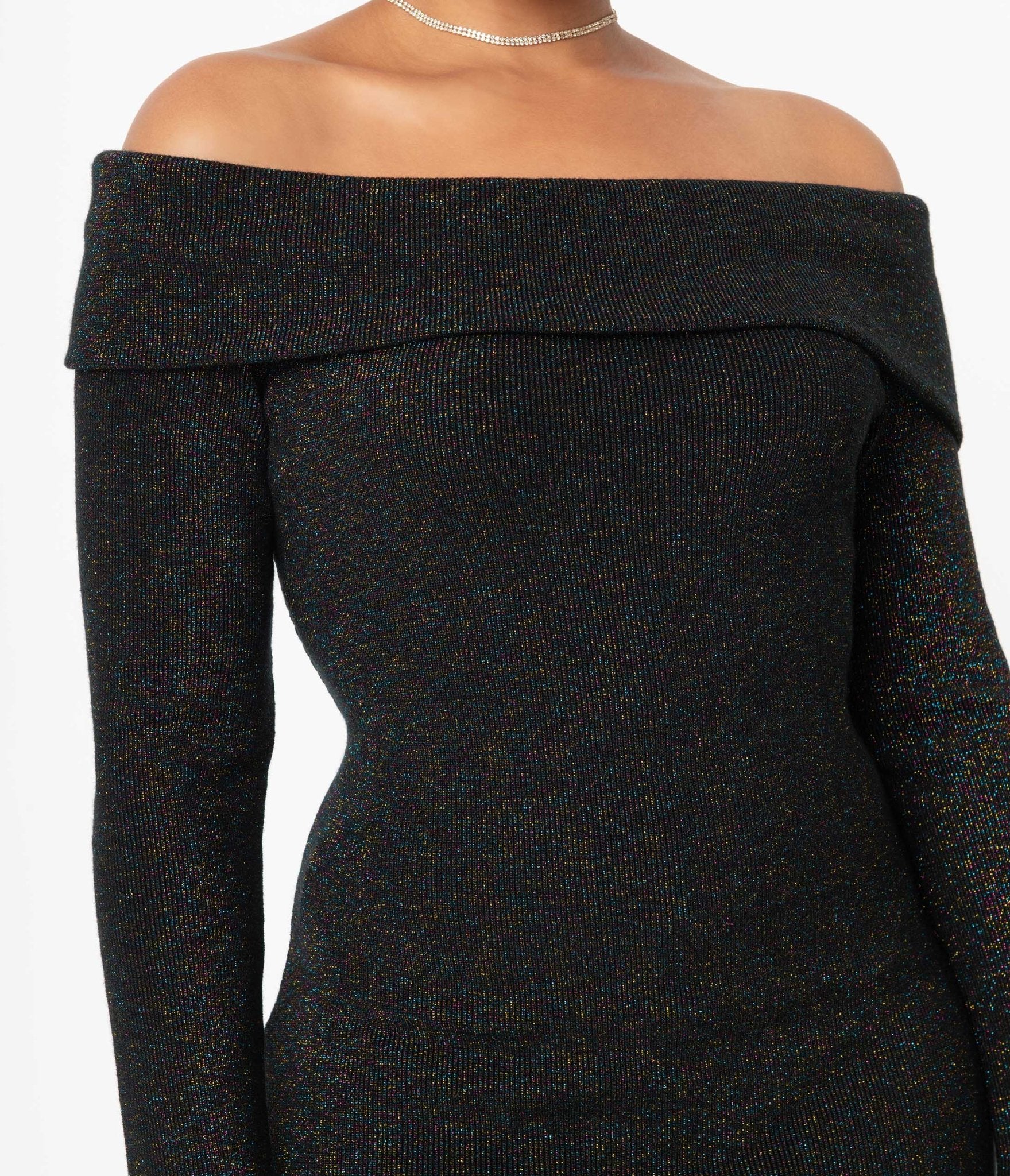 Unique Vintage Black & Rainbow Sparkle Vickie Wiggle Dress