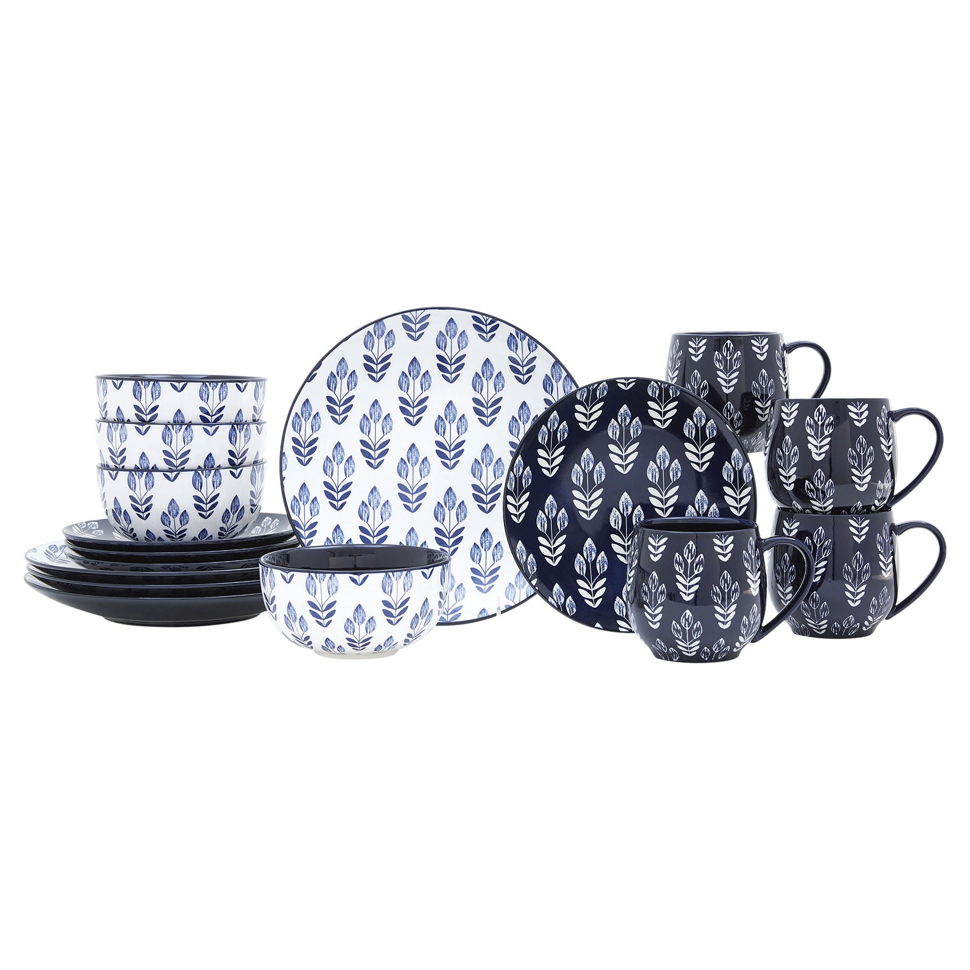 Baum Terra Blue 16-Pc. Ceramic Dinnerware Set - BLUE WHITE ONE SIZE