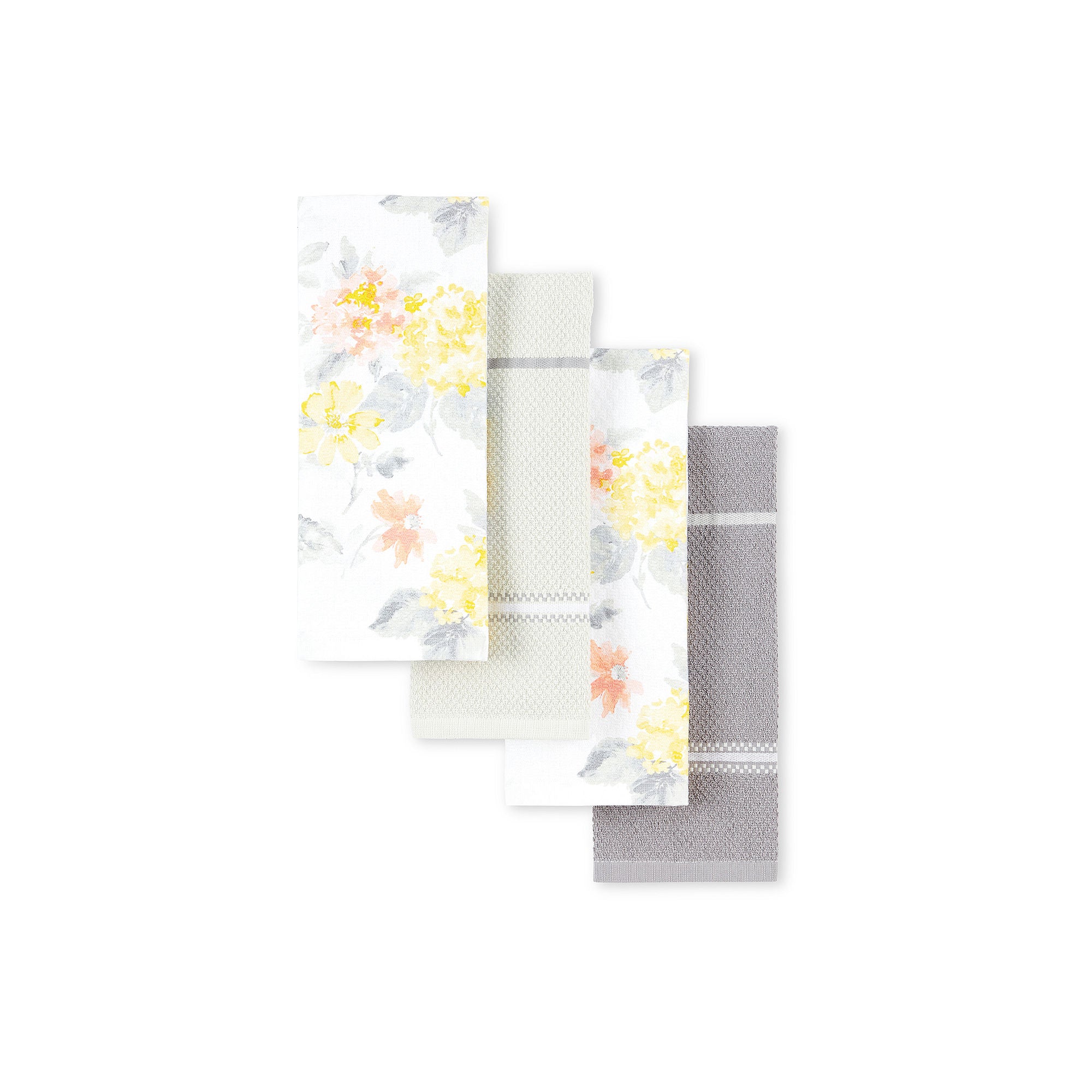 Martha Stewart Amber Floral 4-Pc. Kitchen Towel Set - YELLOW CORAL ONE SIZE