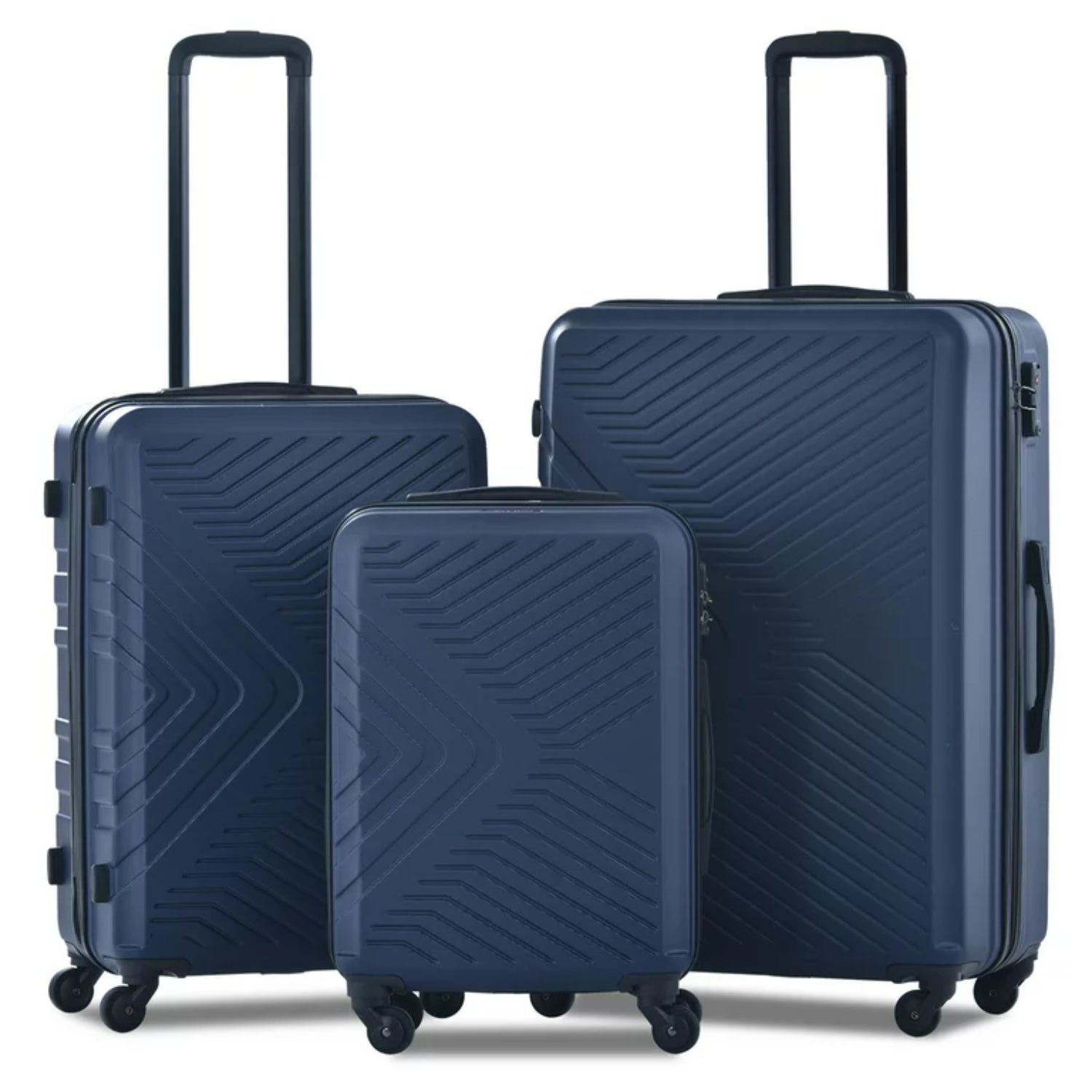 Travelhouse TH1065NB 3 Piece Luggage Set Hardshell Lightweight Suitcase 20in24in28in, Navy Blue