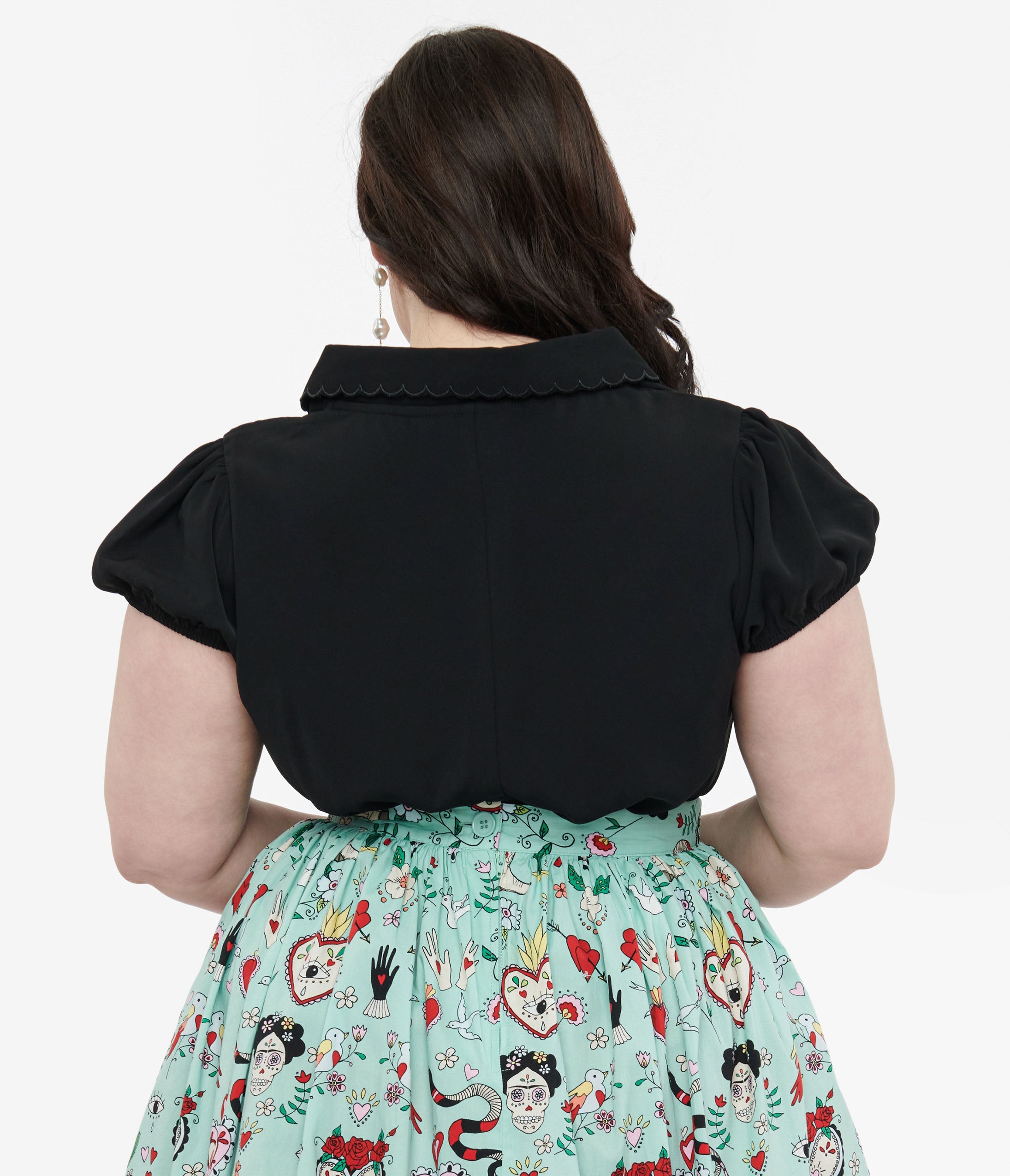 Hell Bunny Plus Size 1950s Black Maddy Blouse