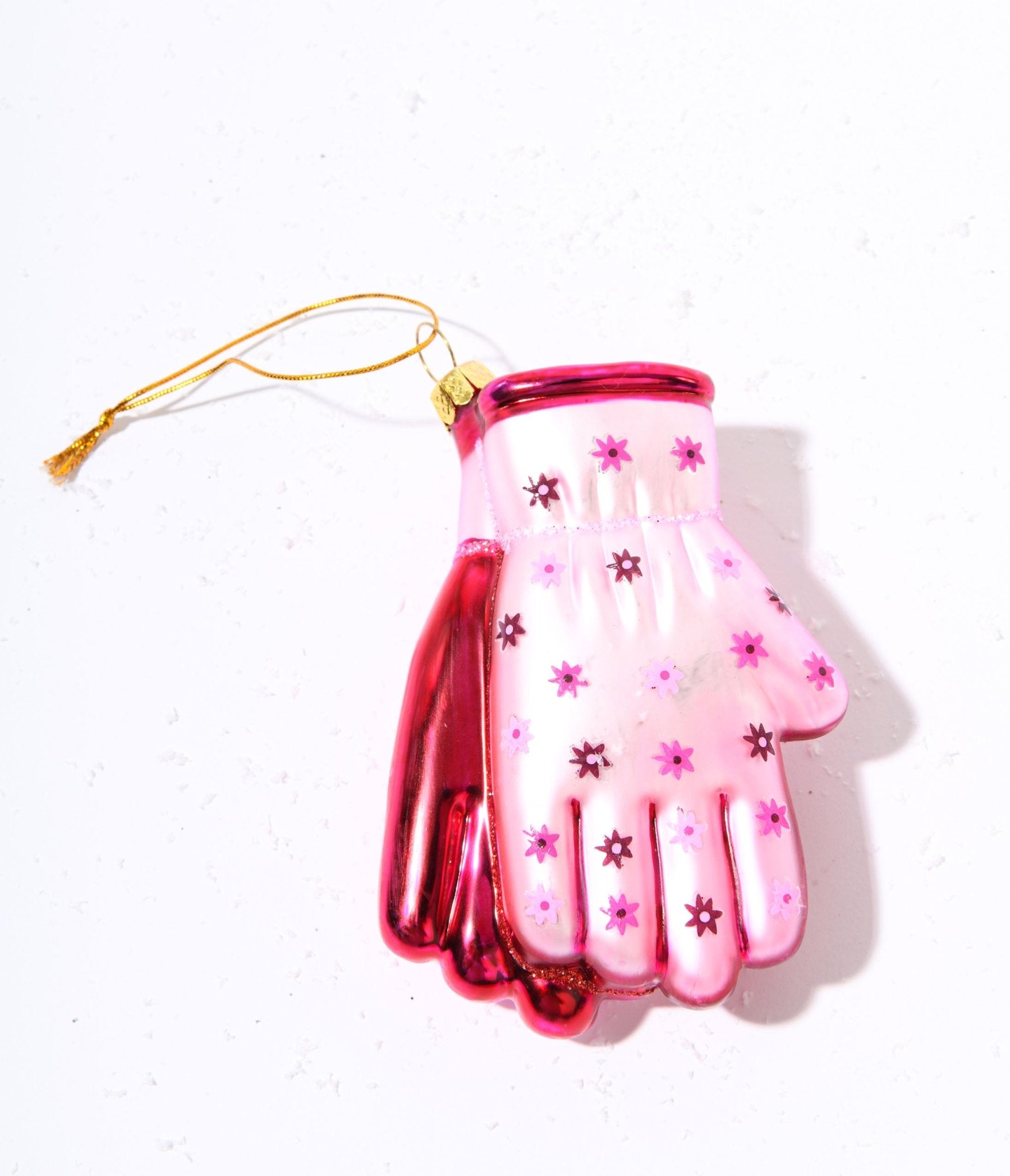 Pink Gardening Gloves Glass Ornament