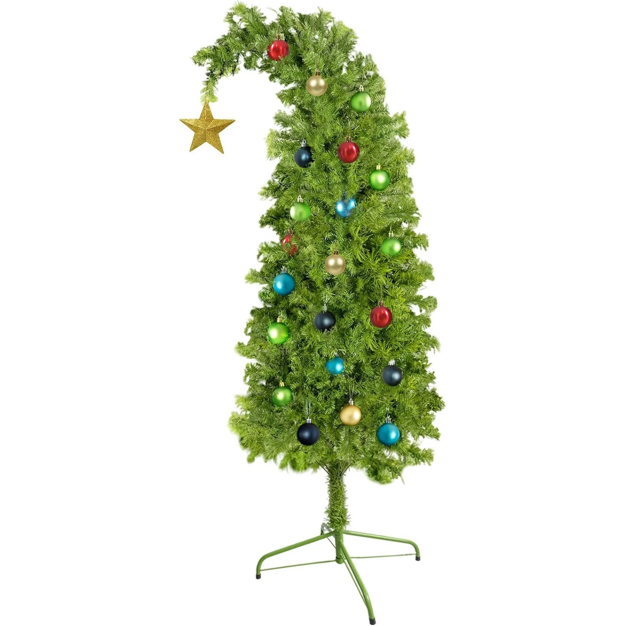 GuassLee Artificial Christmas Tree With Metal Hinges & Foldable Base, 1.8m, Fruit Green - Durable Material