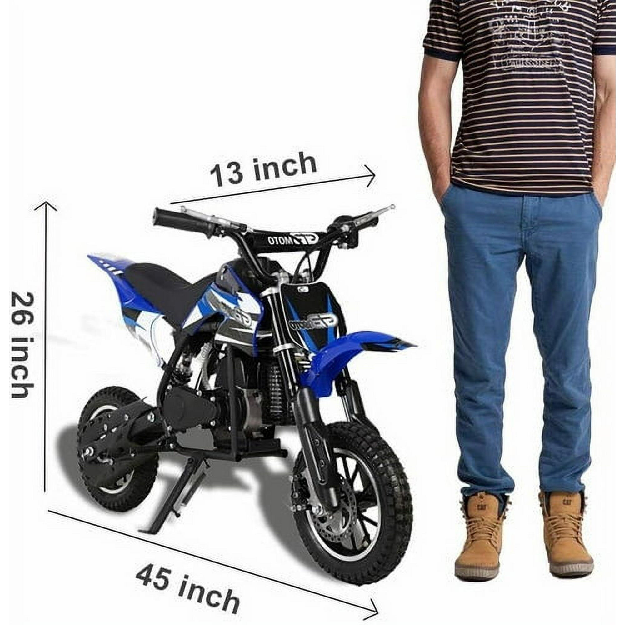 HOVER HEART DB001 Kids Mini 50CC Gas Dirt Bike, DB1 Model 2 Stroke Ride on Bike w/Off-Road Tire, Blue