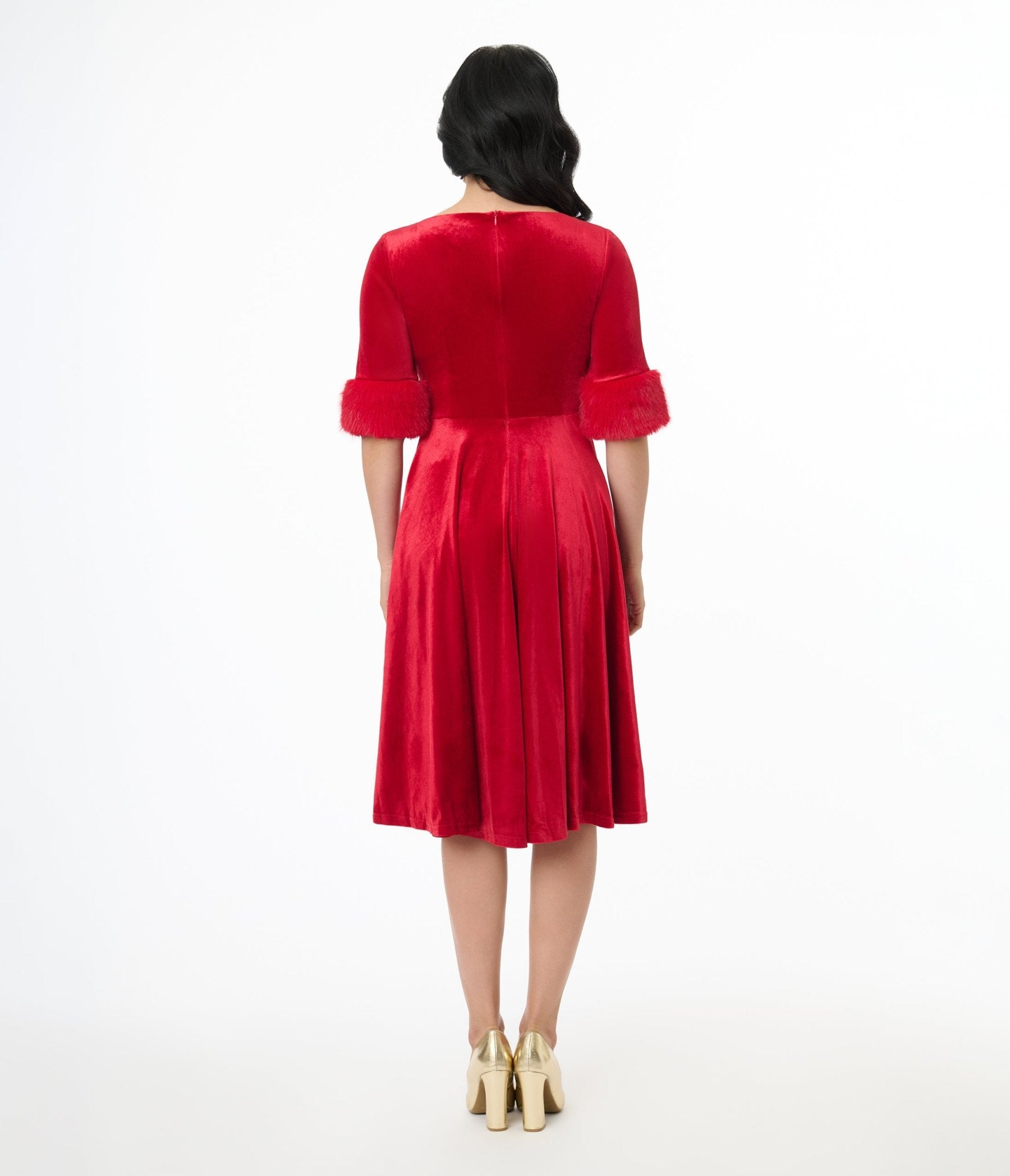 Elle Rebel Red Velvet Princess Grace Swing Dress