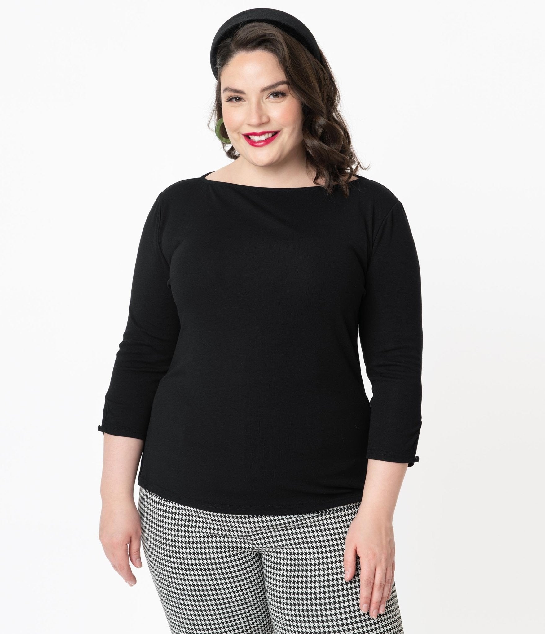 Unique Vintage Plus Size Black Gracie Top