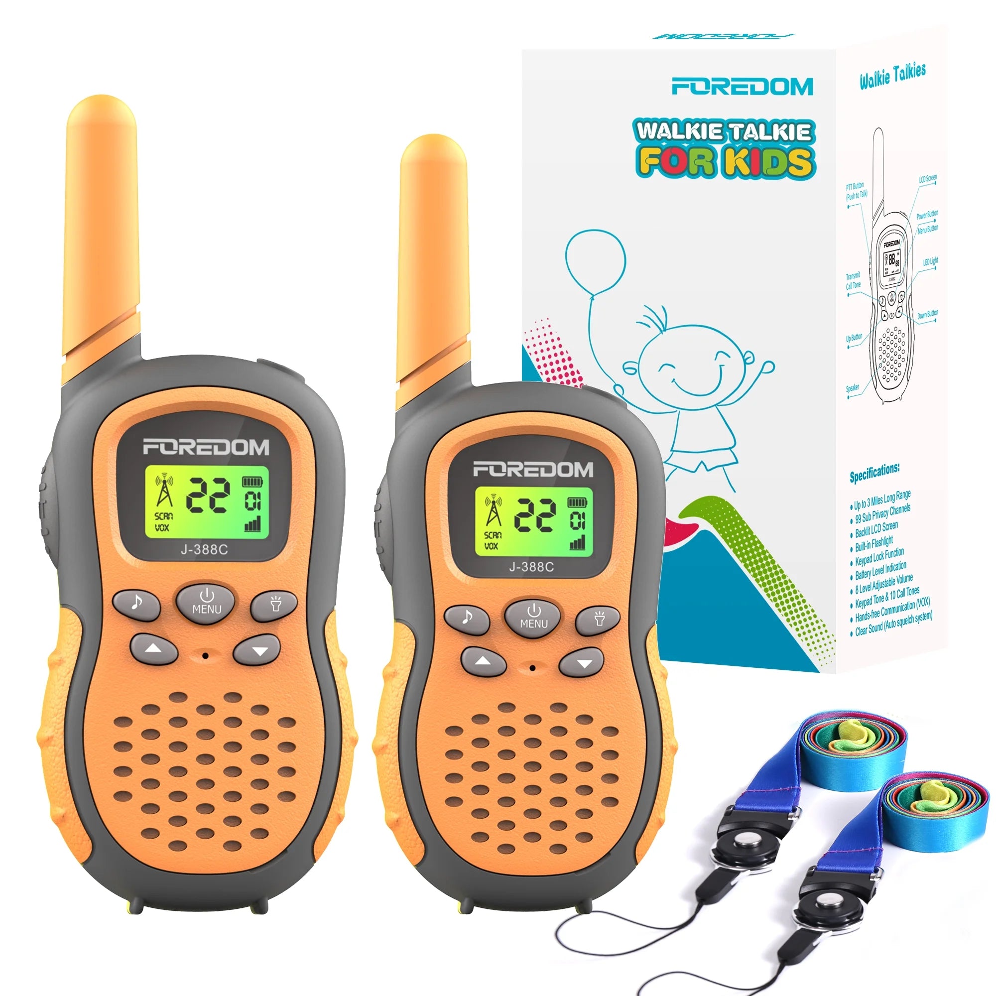 FOREDOM TK2X4142-B J388C Kids Walkie Talkies for Boys & Girls, Long Range