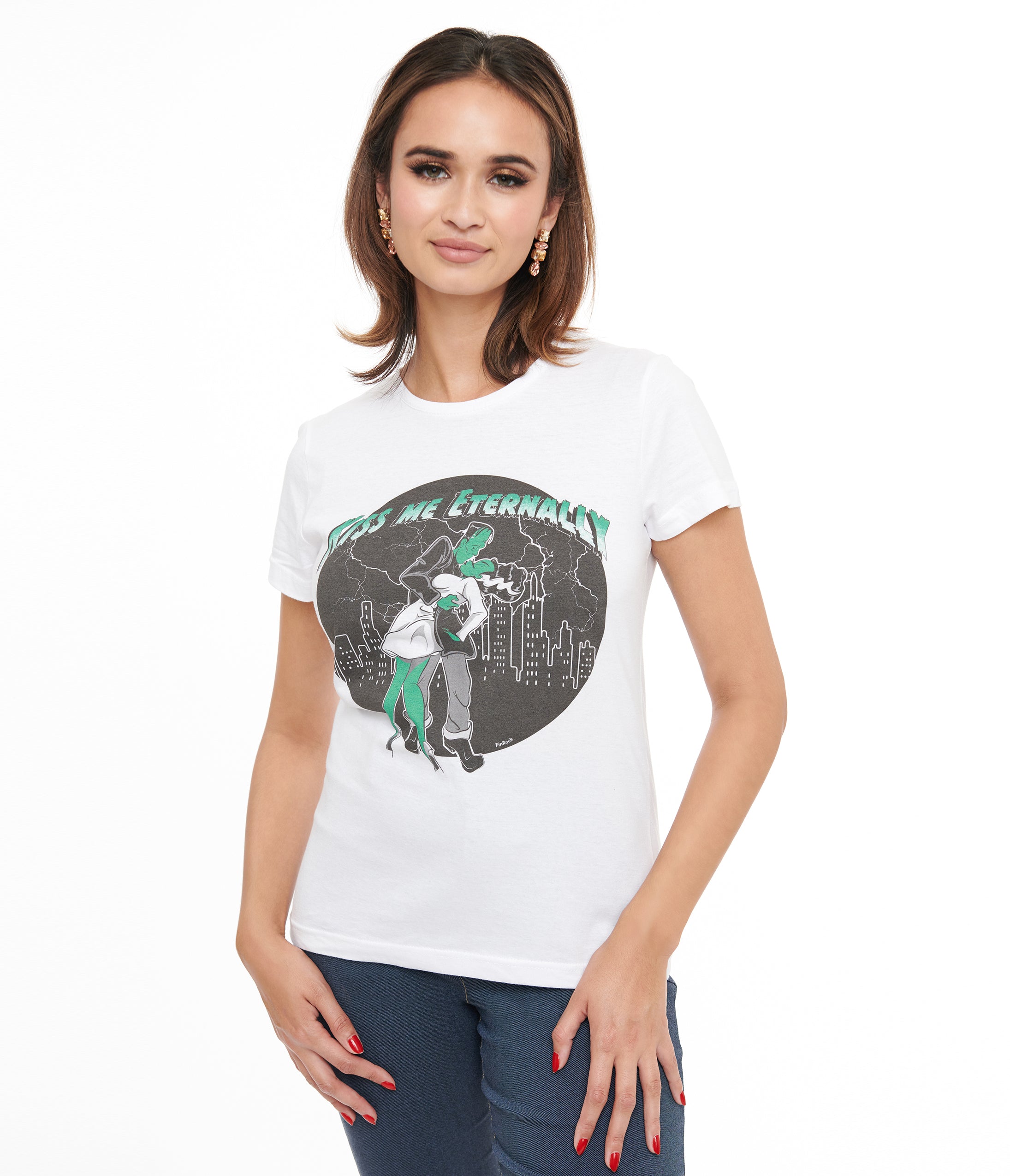 1950s White Kiss Me Eternally Fitted Graphic Tee