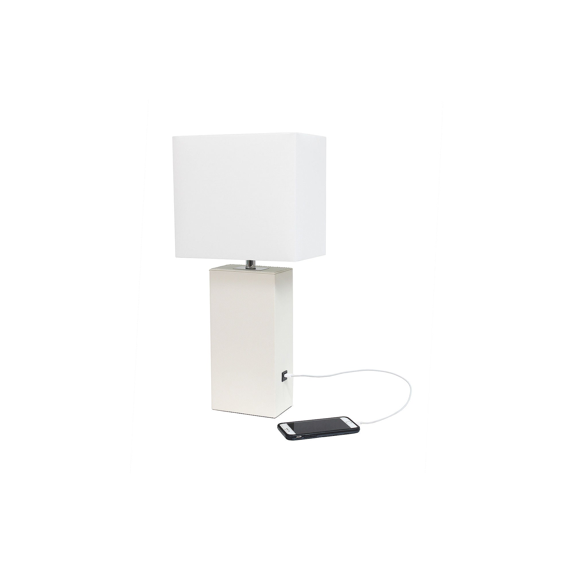 Asstd National Brand Modern Leather Table Lamp With Usb - WHITE ONE SIZE