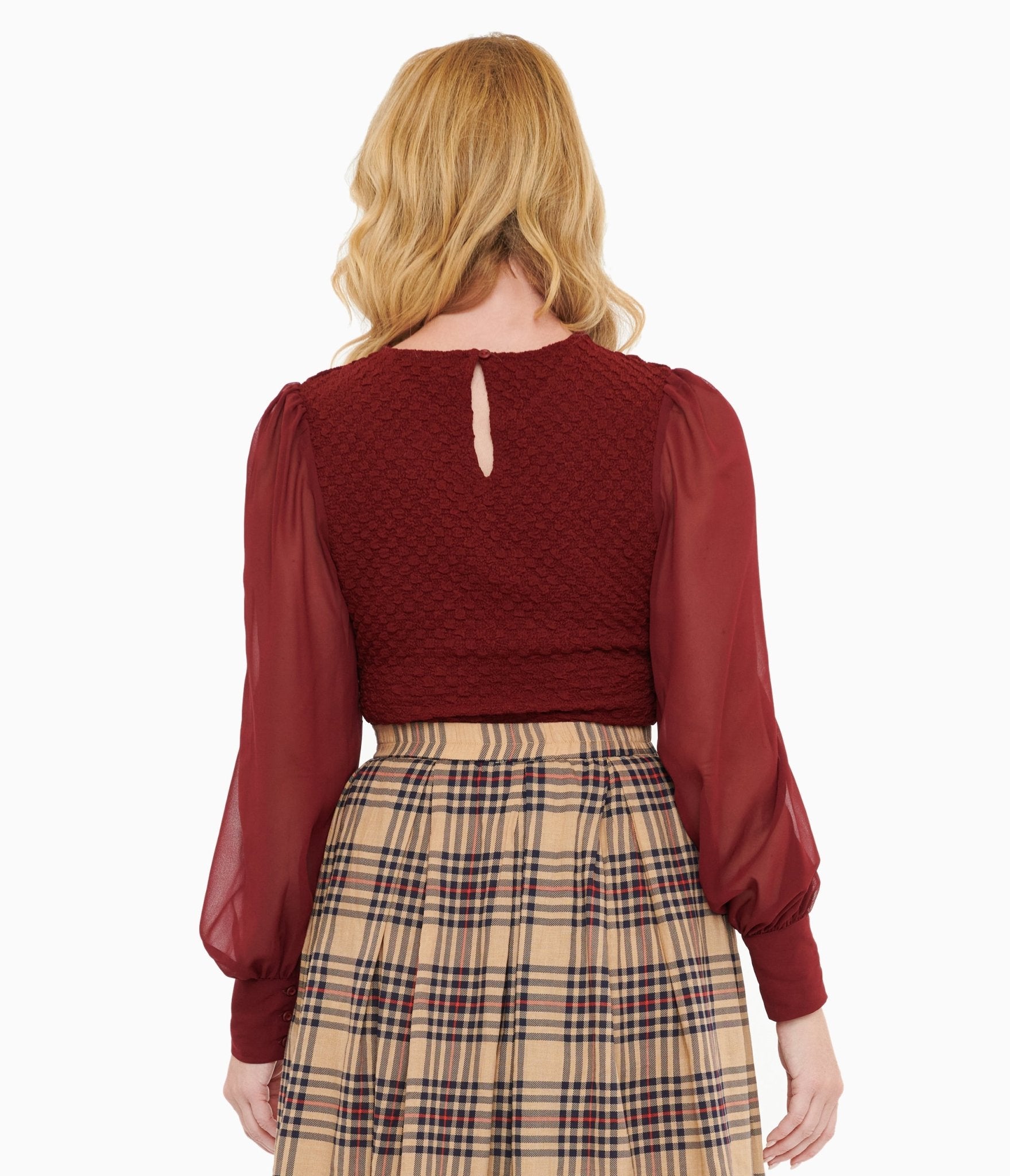 Burgundy Textured Embrace The Journey Woven Blouse