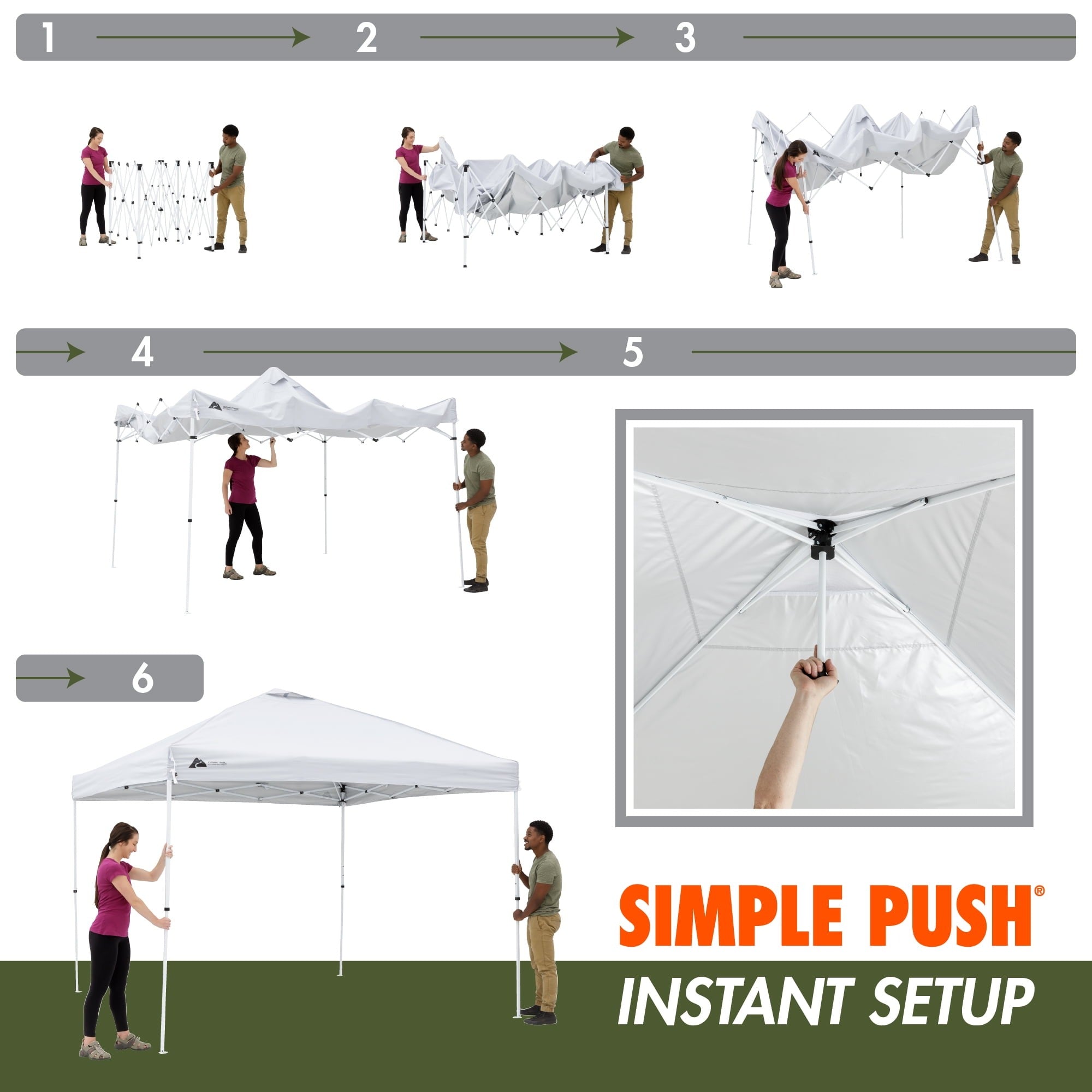 Ozark Trail 30957 10' x 10' Simple Push Straight Leg Instant Canopy (100 Sq. ft.)